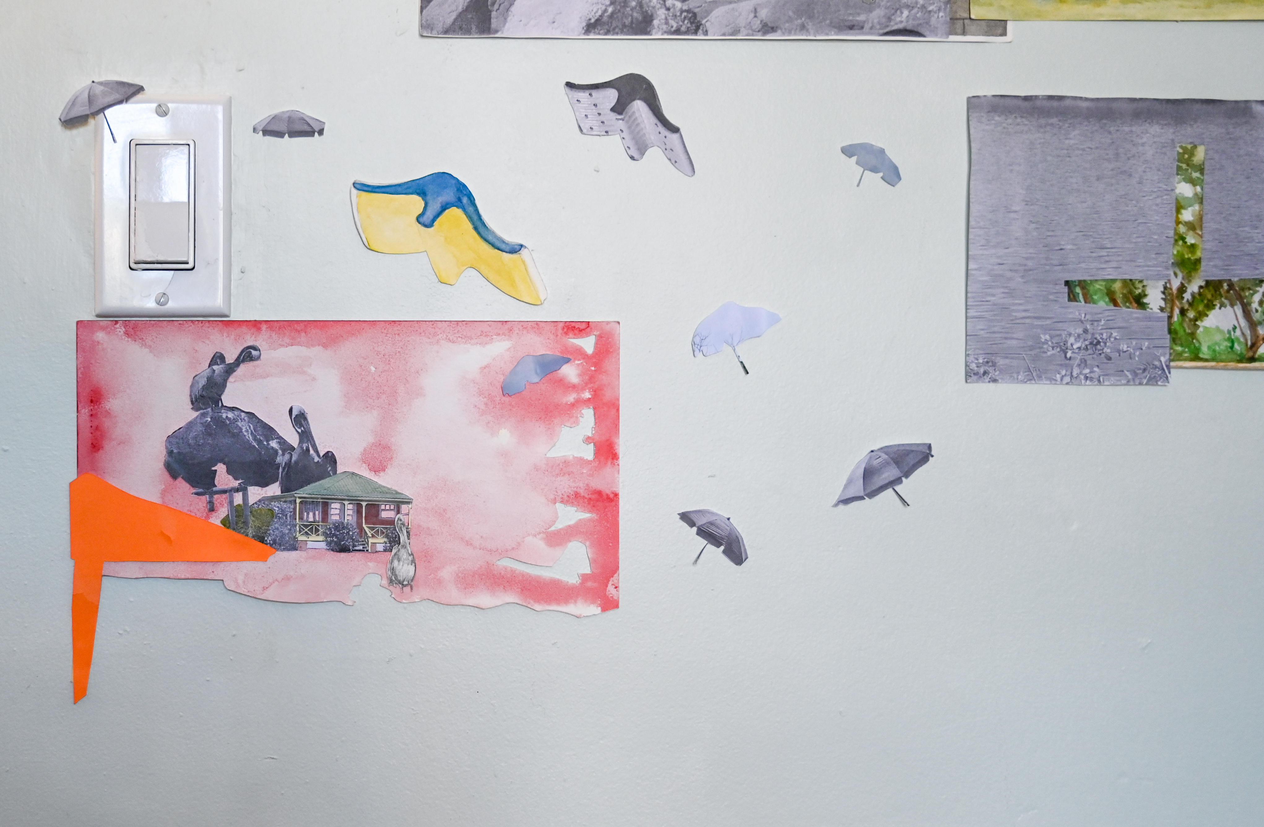 Living in Paradise II (2020), Detailed Installation view, Mixed media collage