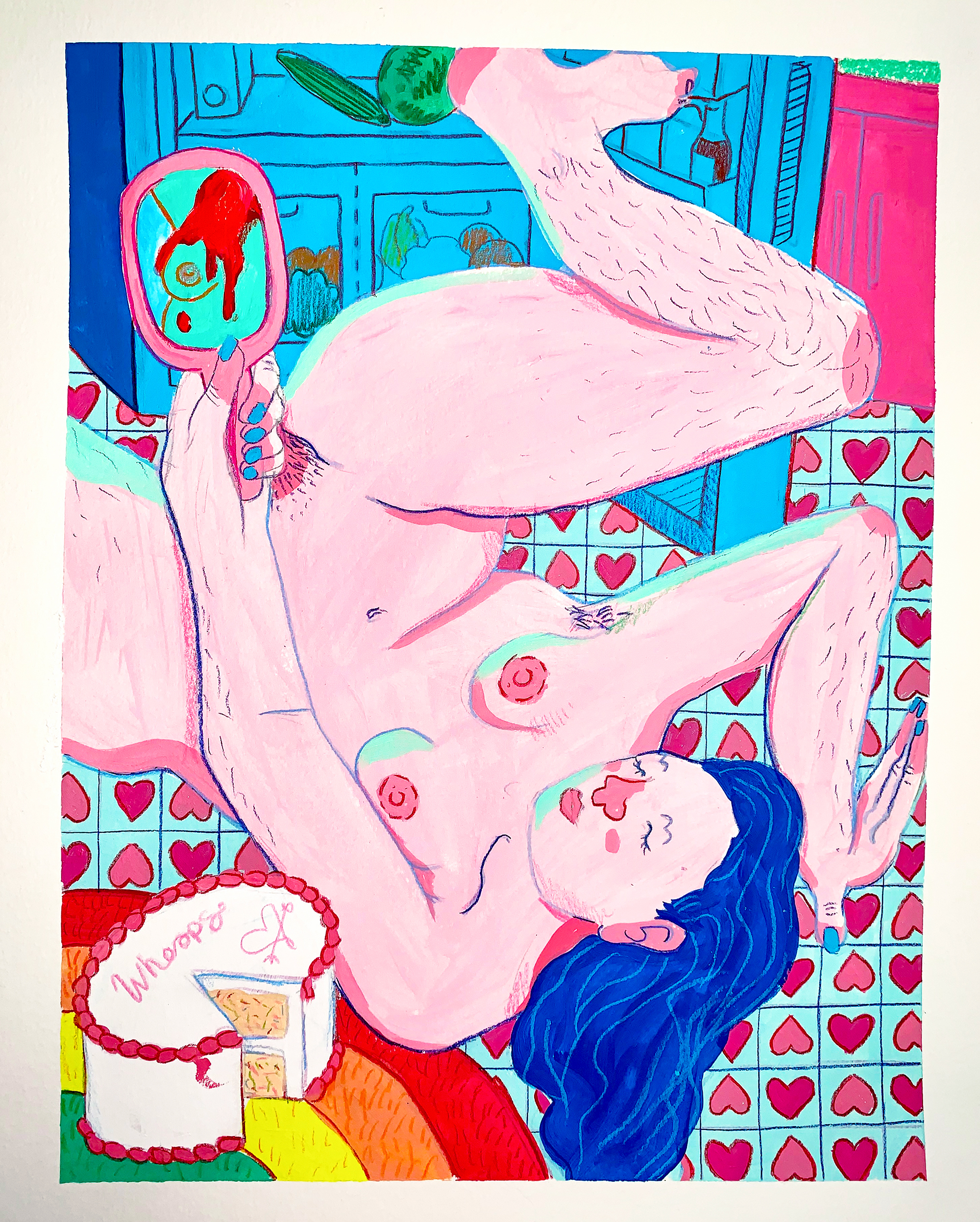 Laying on the kitchen floor