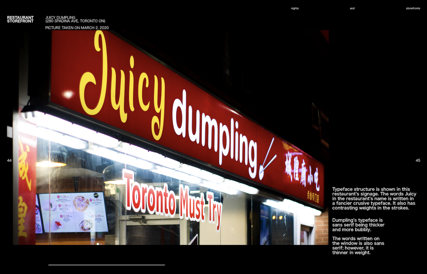 Nights and Storefronts - Environmental Typography