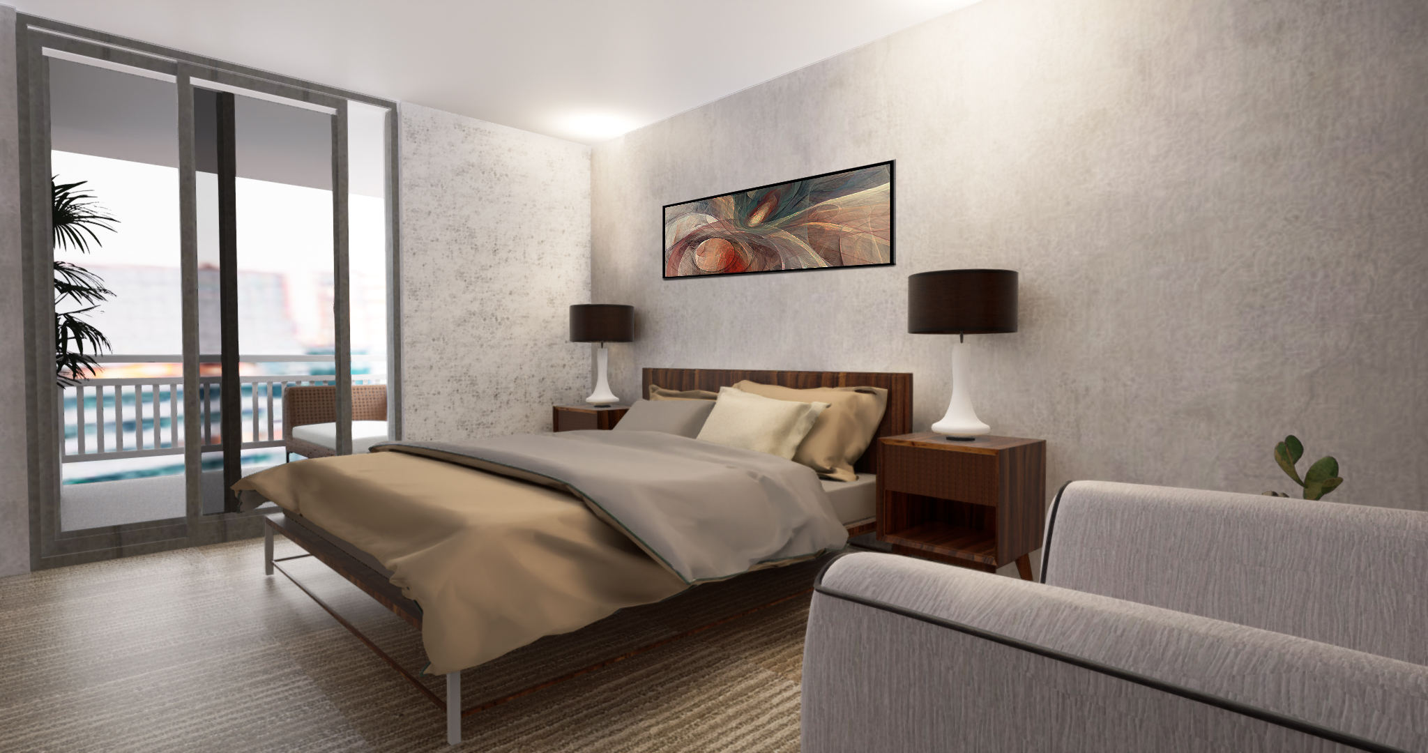 Residential Penthouse Condo - Master Bedroom (Day)