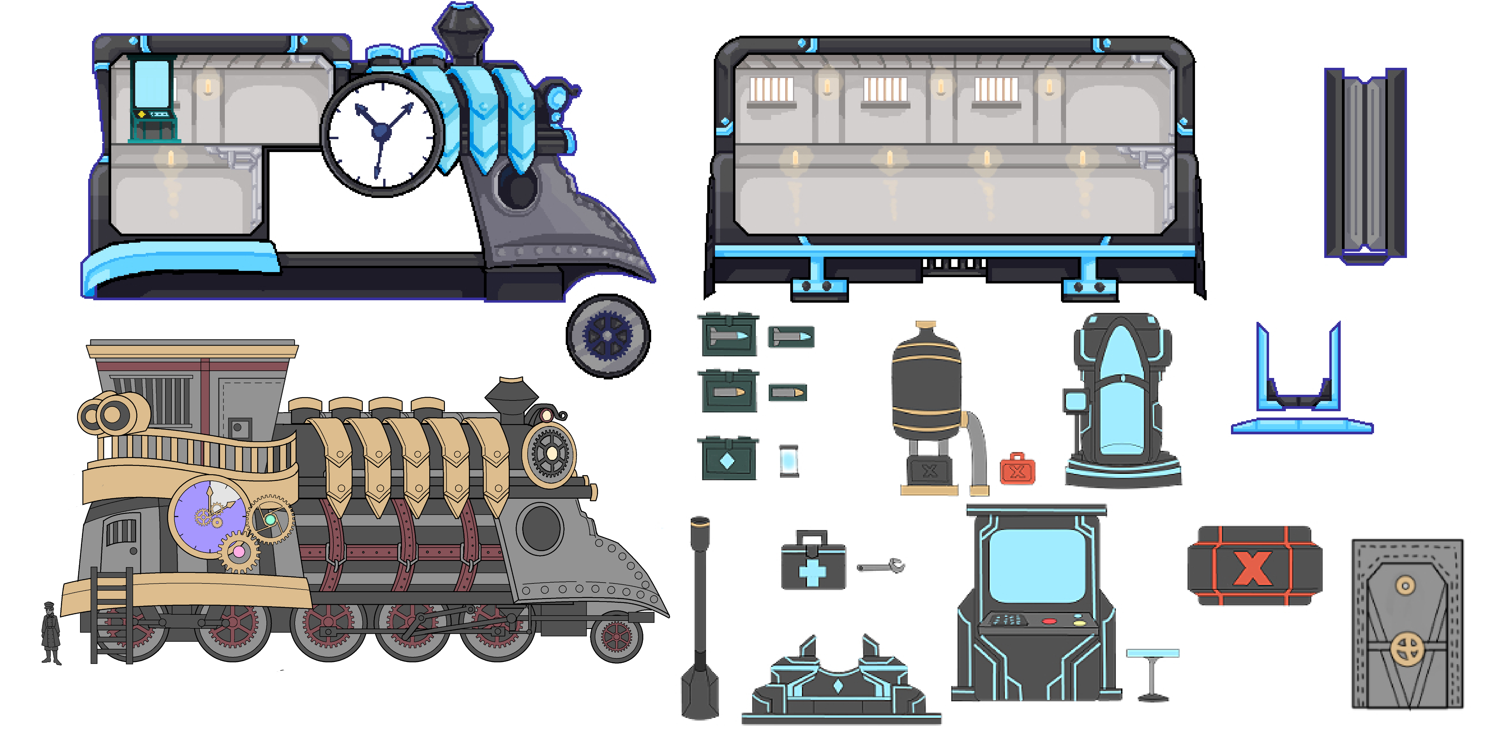 Train and Item design for side scroller game