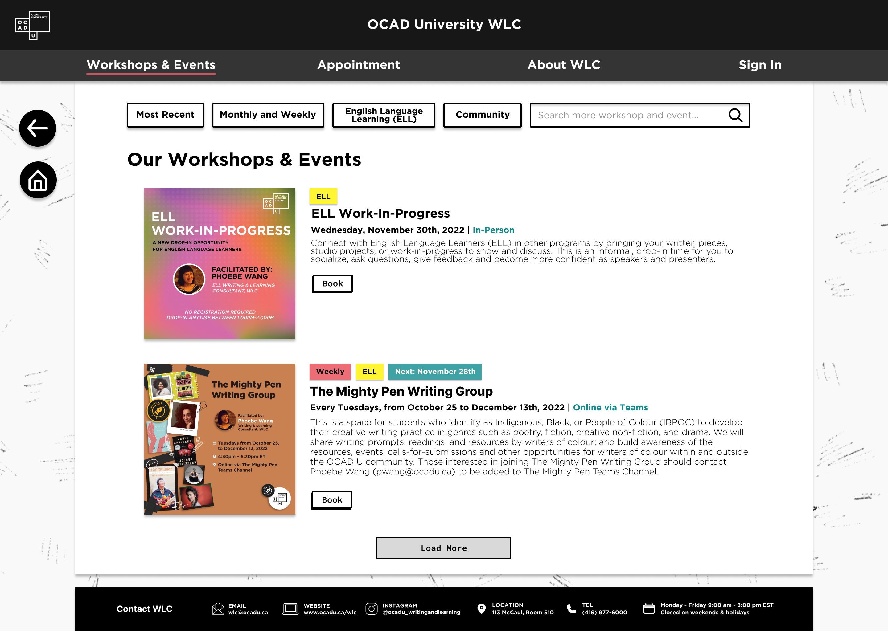OCAD U WLC Redeign Project - Figma