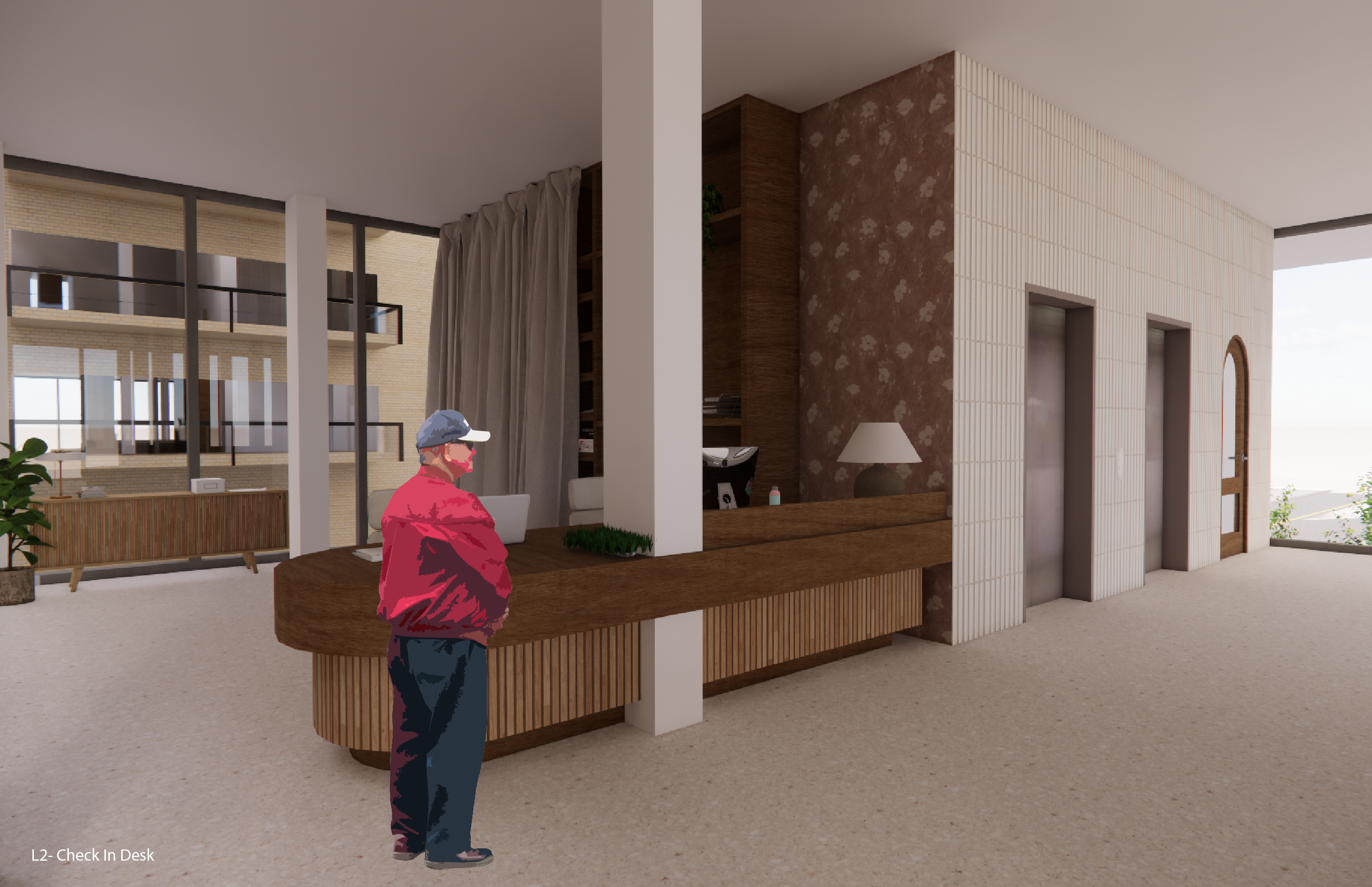Level 2 Check in Desk Render