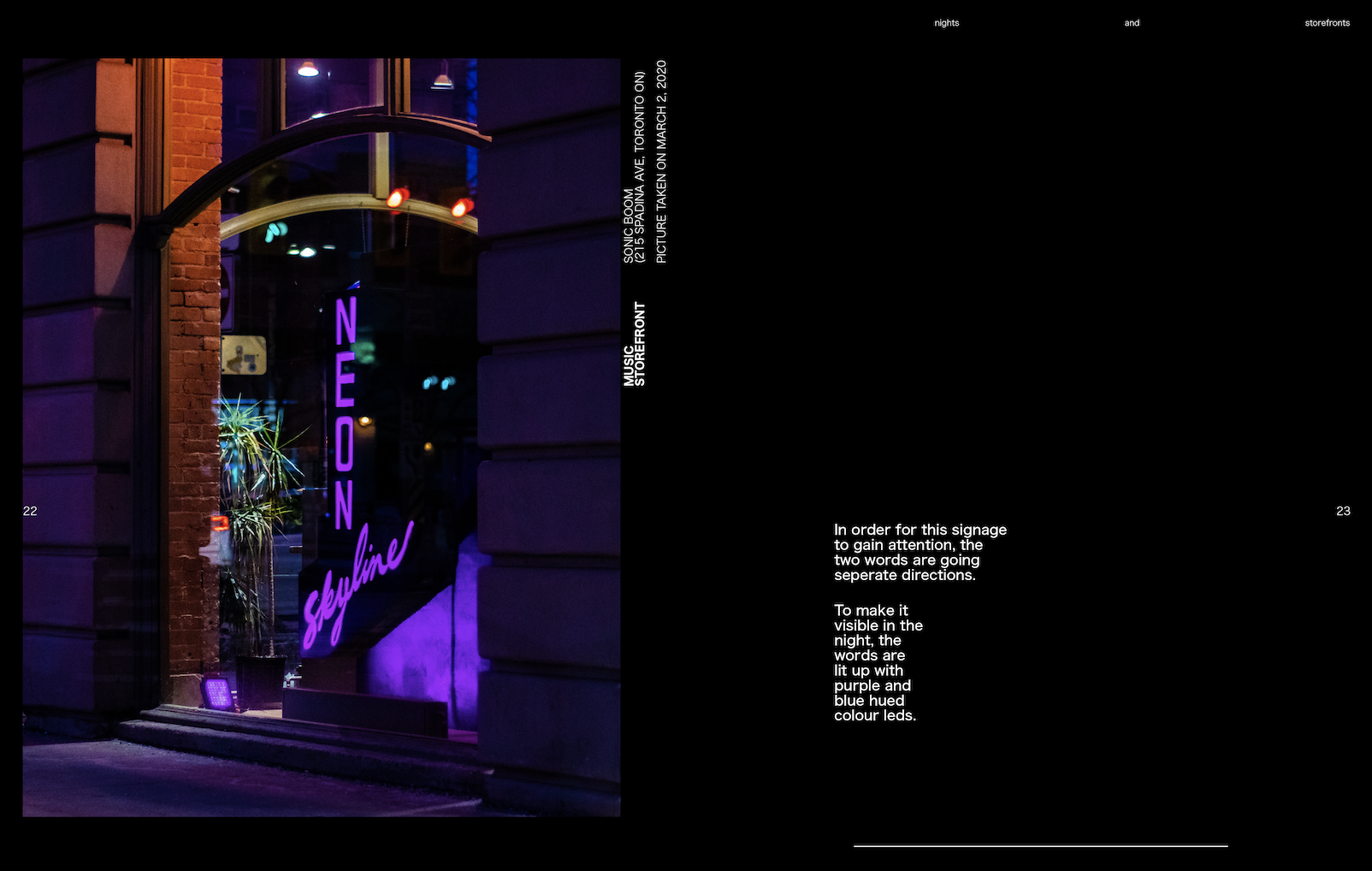 Nights and Storefronts - Environmental Typography