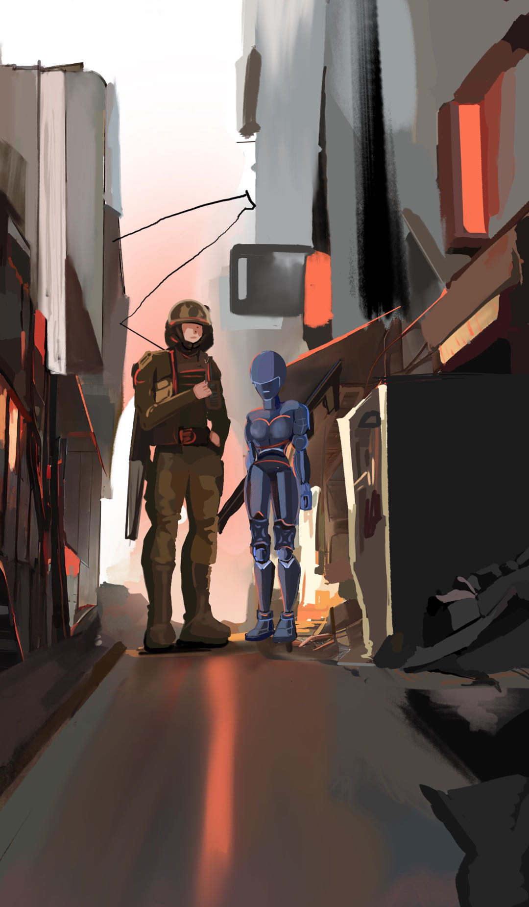 Positive side of androids participating in war with humans.