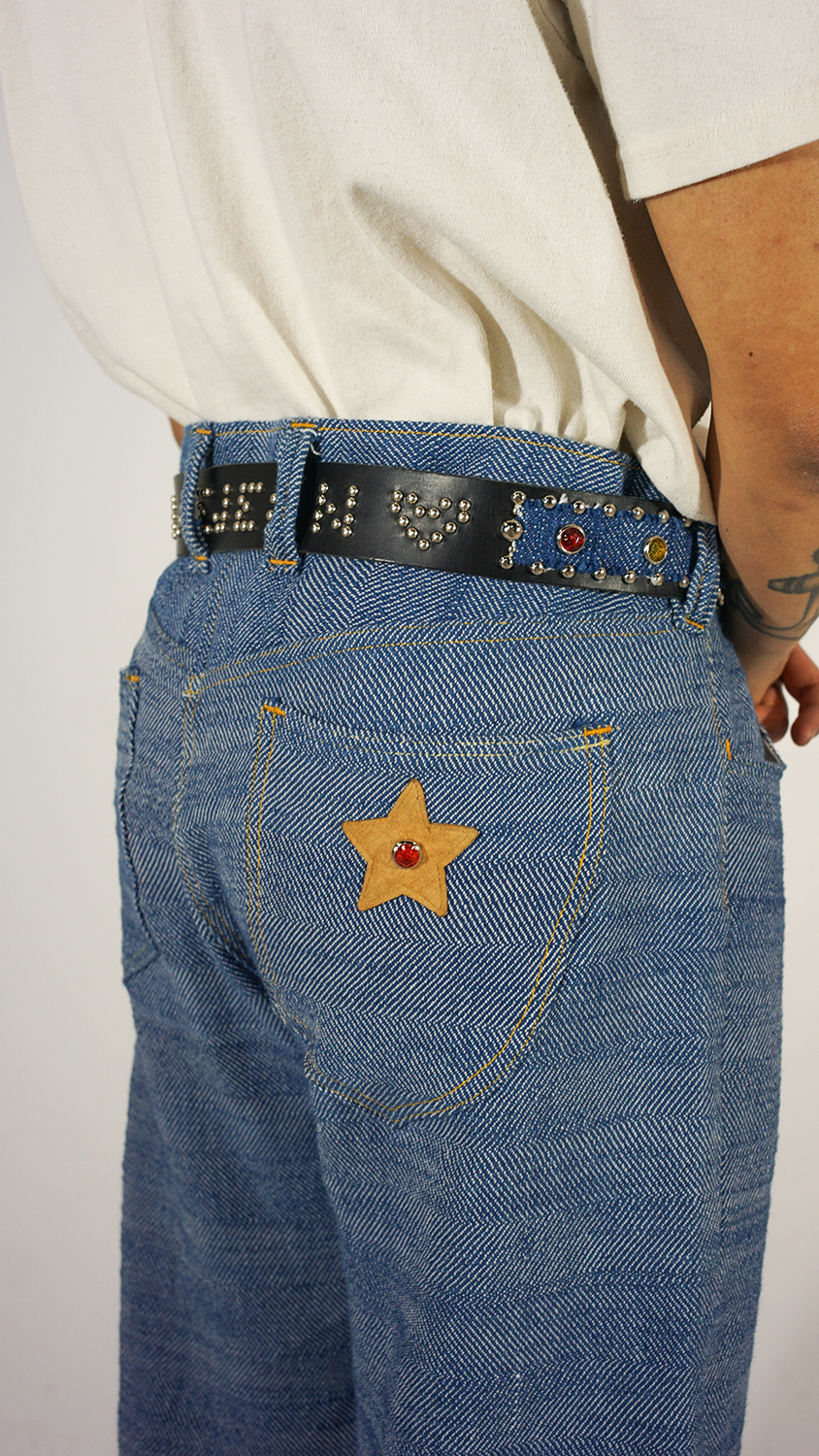 Hand woven star jeans