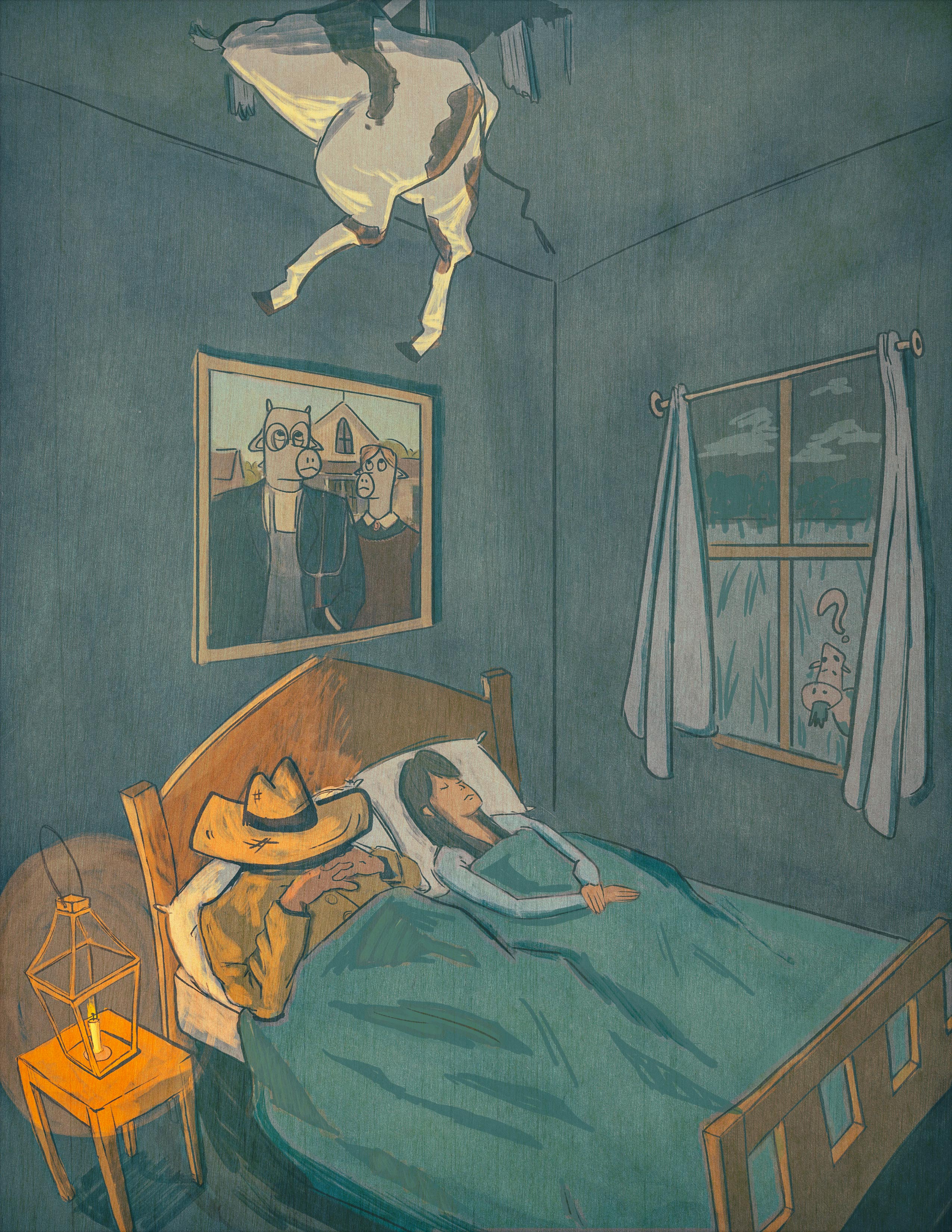 Death by falling cow