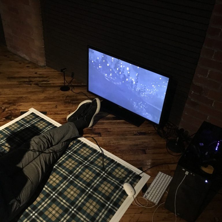 User in VR Experience on picnic blanket 1