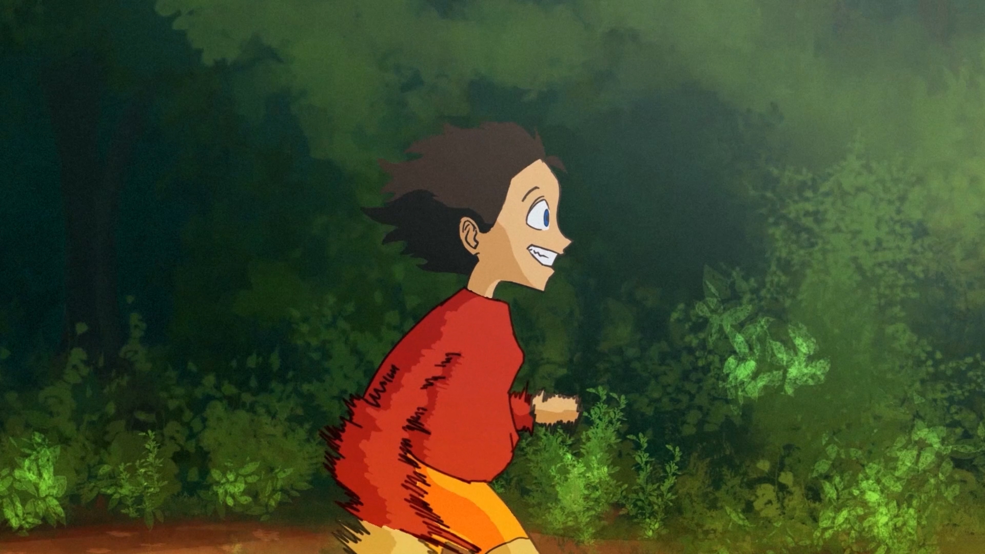 The boy running