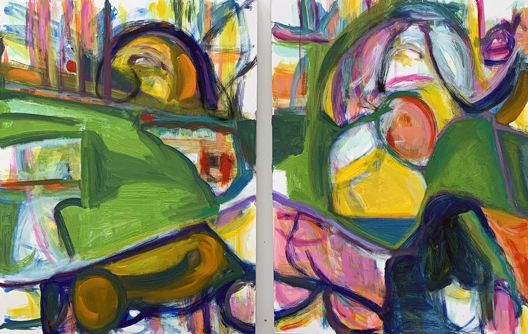 Mommy Mayhem: Bunny Landscape #2 (Diptych), 2022