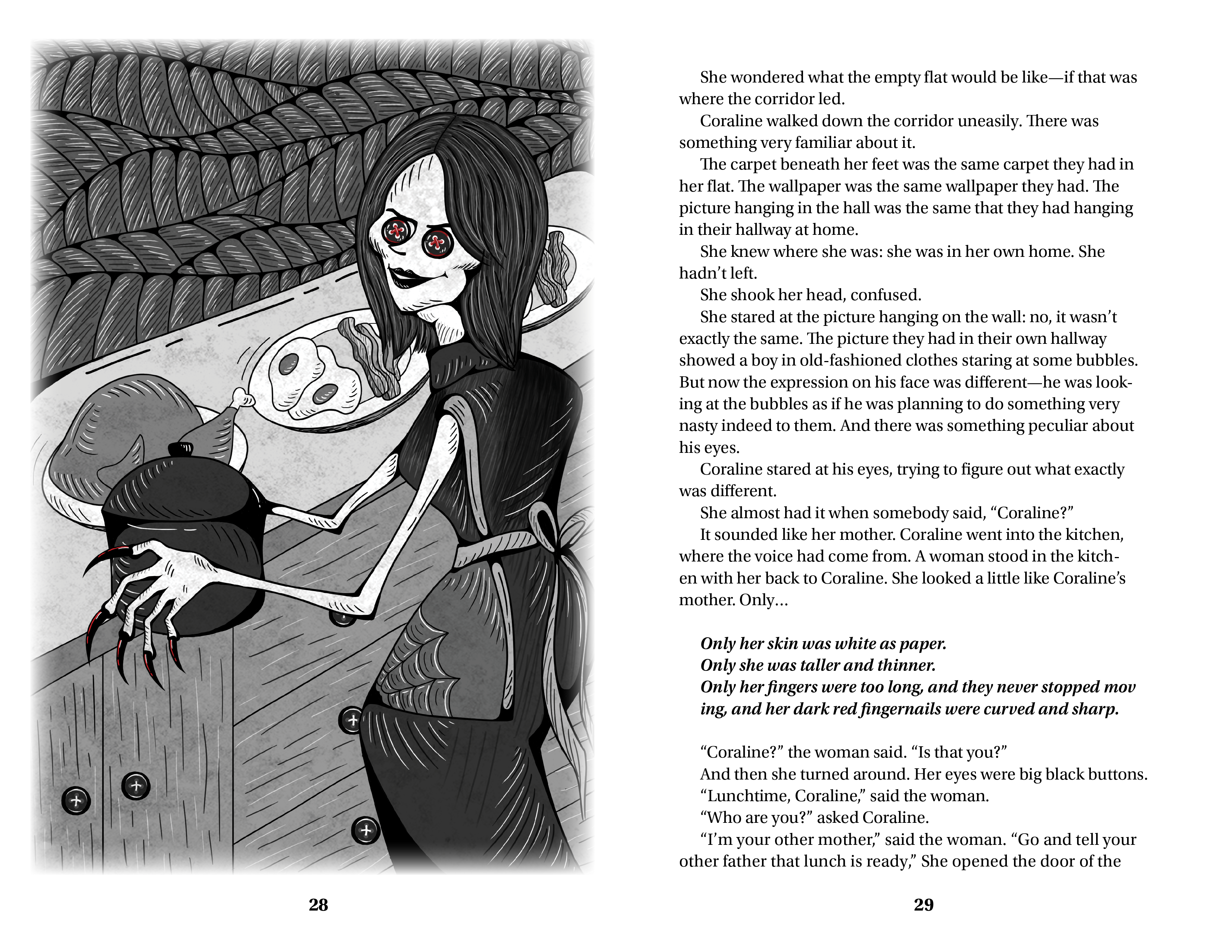 "Coraline" Book Illustration - Single Page Illustration