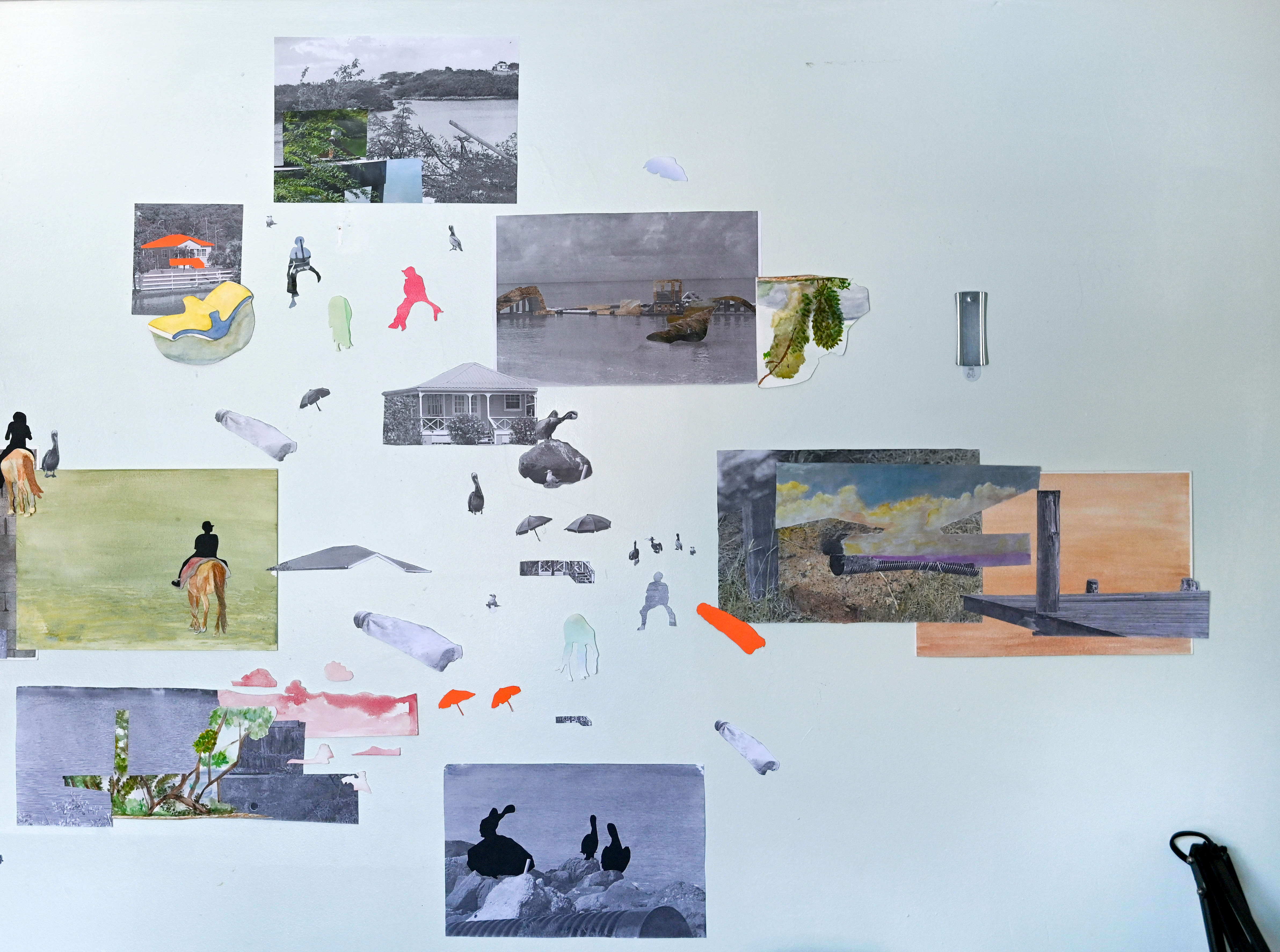 Living in Paradise II (2020), Detailed Installation view, Mixed media collage