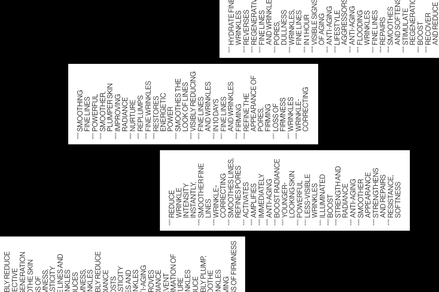 I browsed 10 anti-aging products to see what language was used and how often they occurred