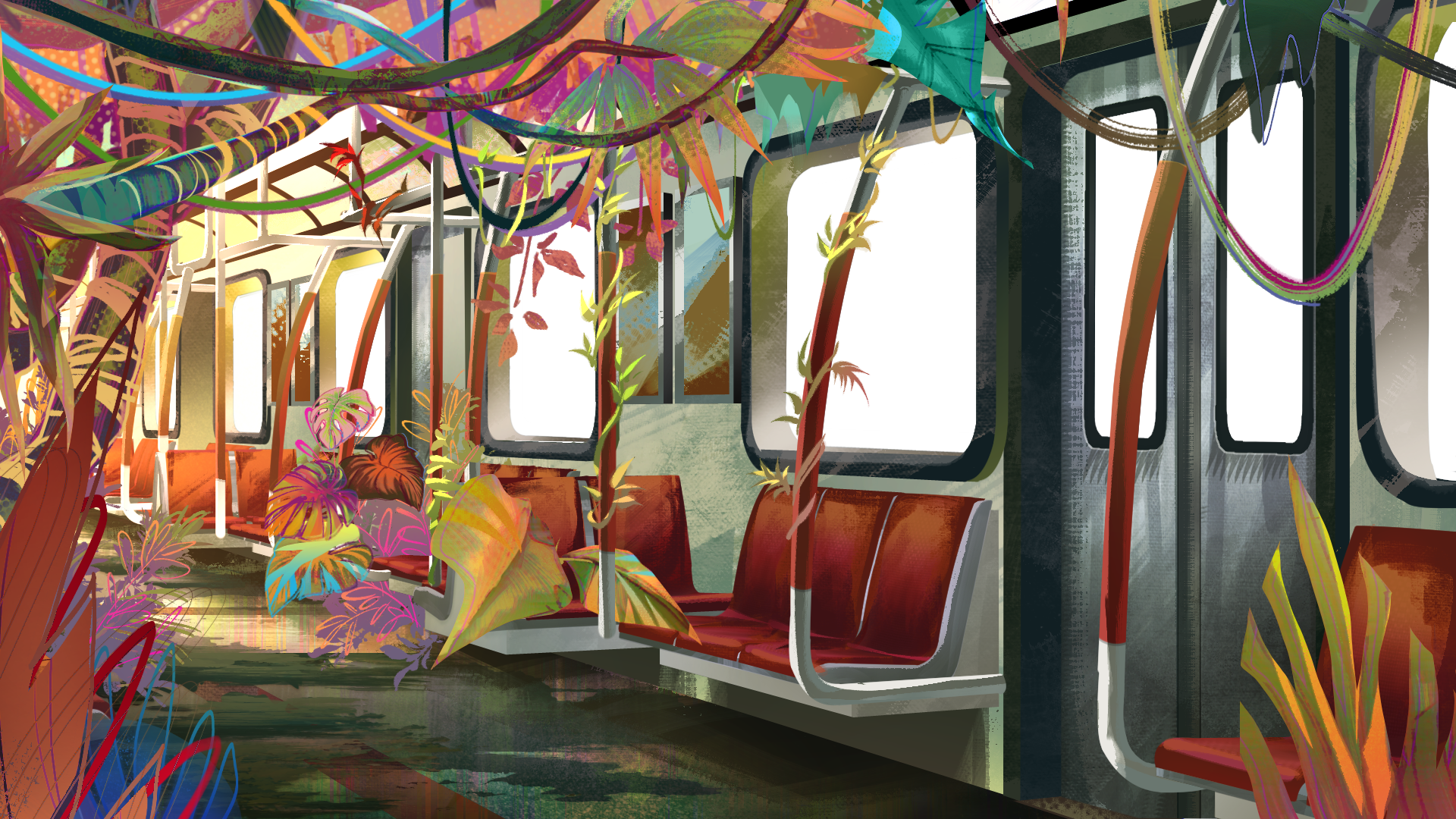 Don't Sleep On The Subway Background Paint overs