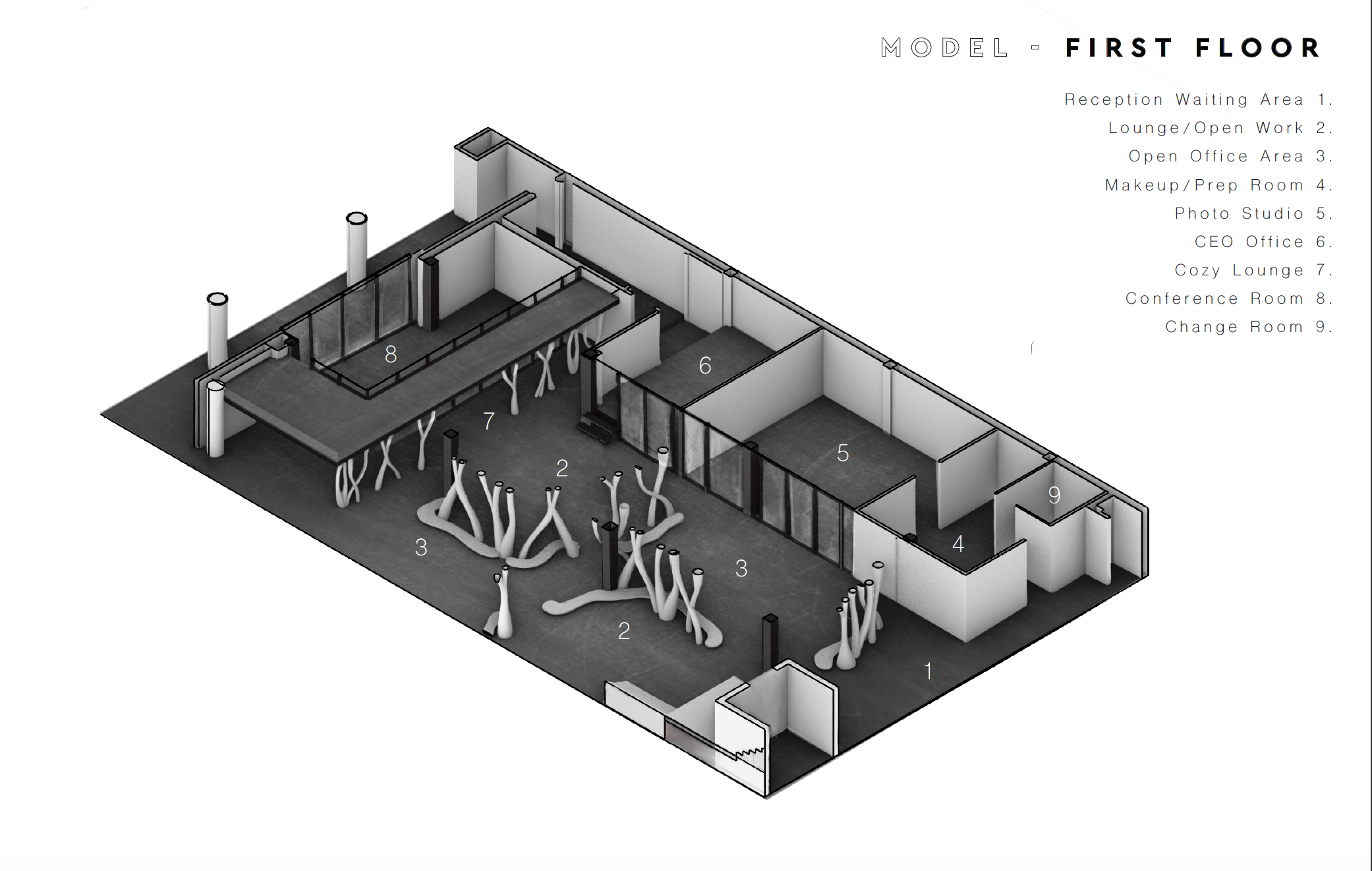 Isometric Exploded Model First Floor (Amanda Stan)