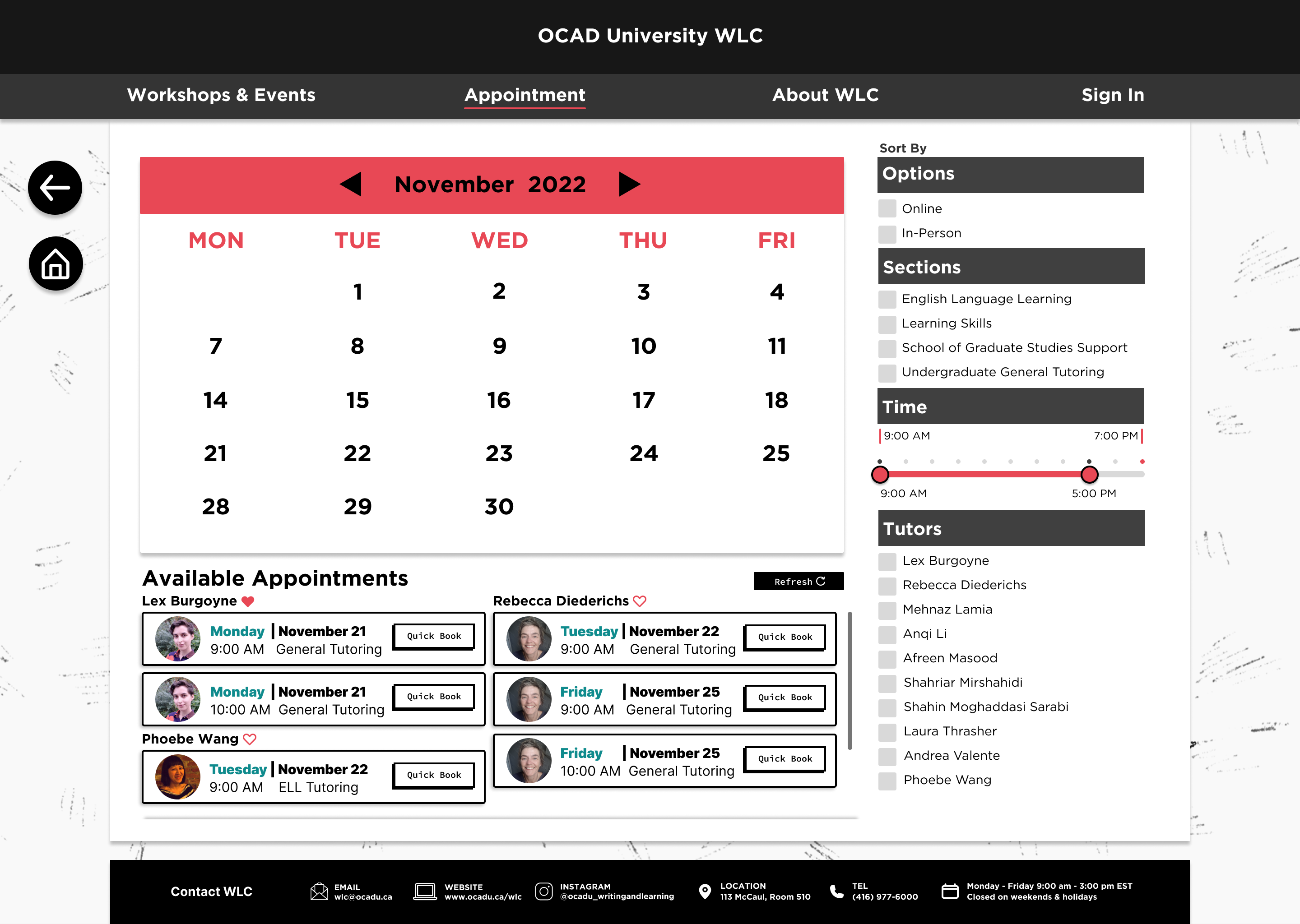 OCAD U WLC Redeign Project - Figma