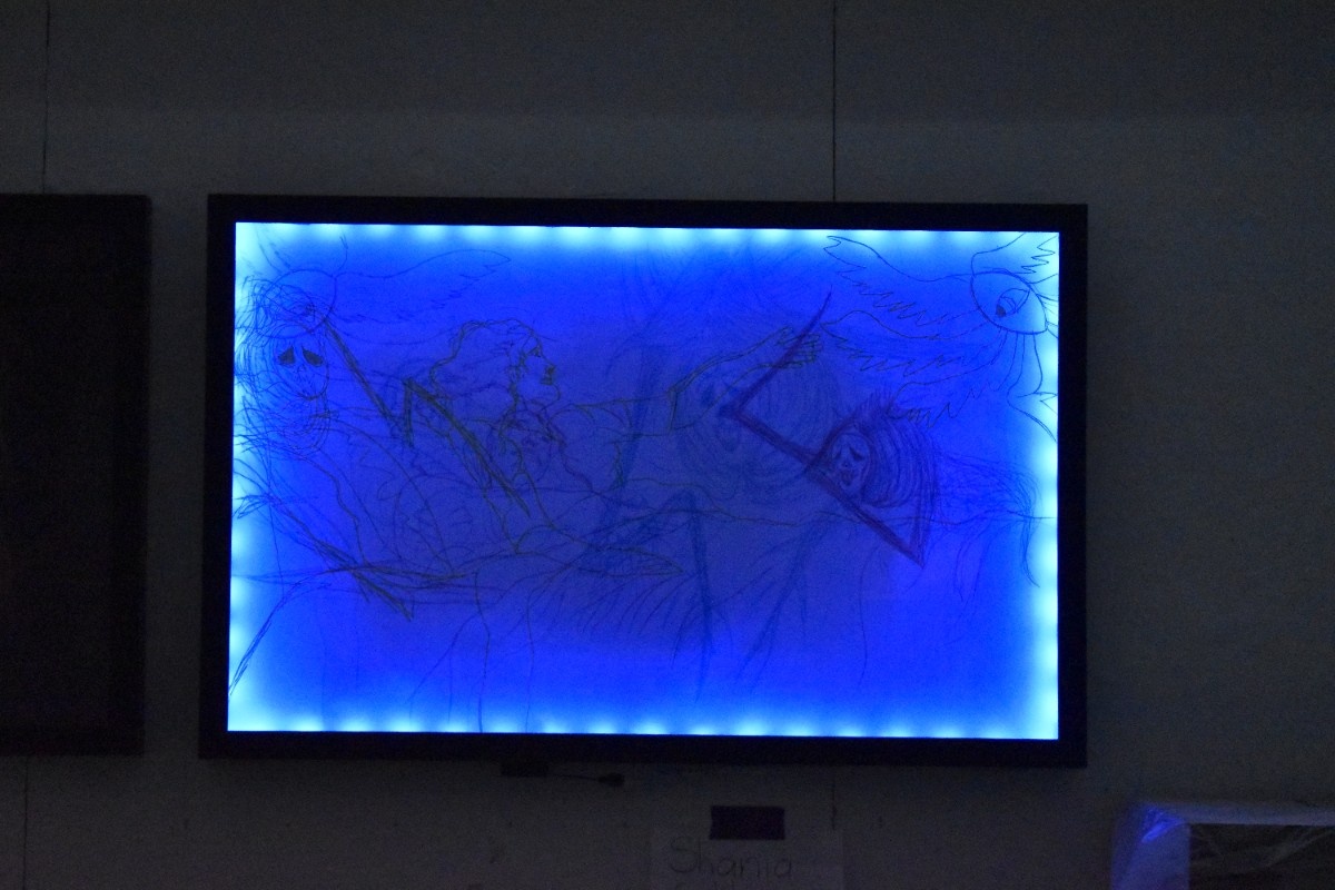 Loss of Self - Light Reactive Piece (Blue LED, Yellow Pencil Crayon)