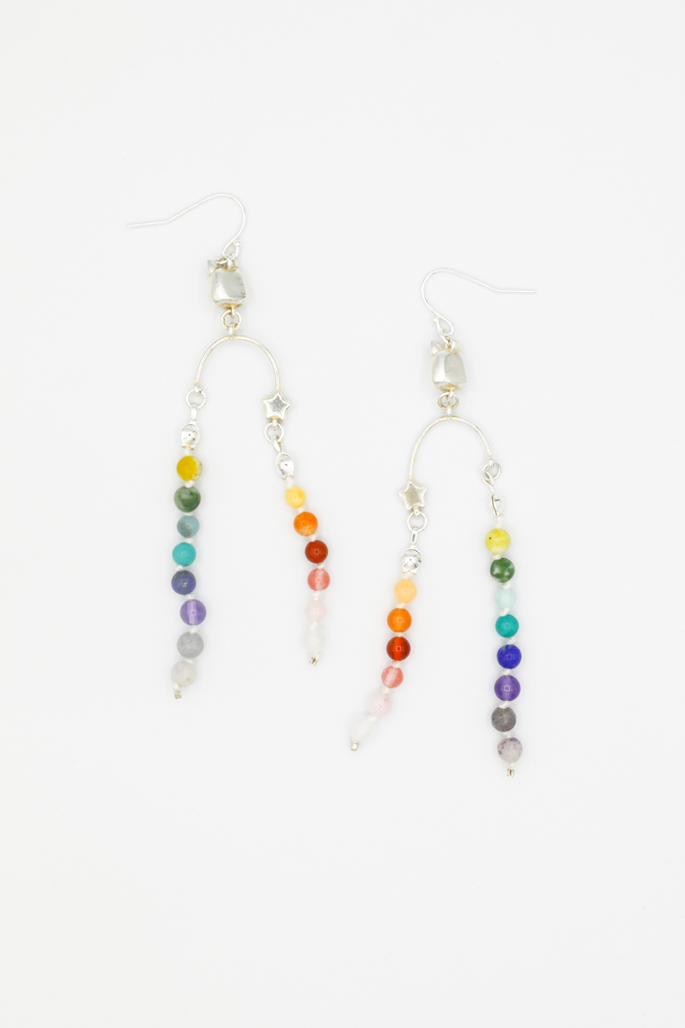 The Petite Cat and Petite Rainbow Bridge French Hook Earrings