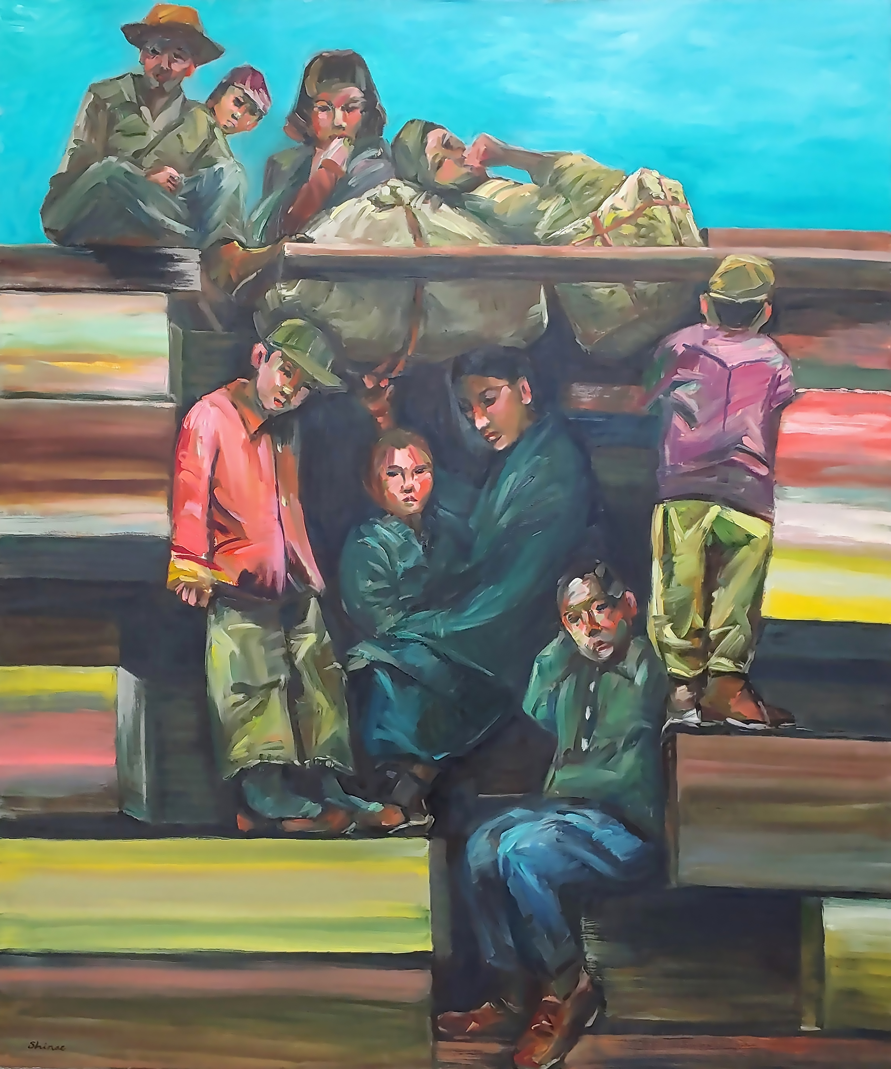 Shinae Kim, "A Glimpse of Blue", Oil on canvas, 72" x 60", 2023.