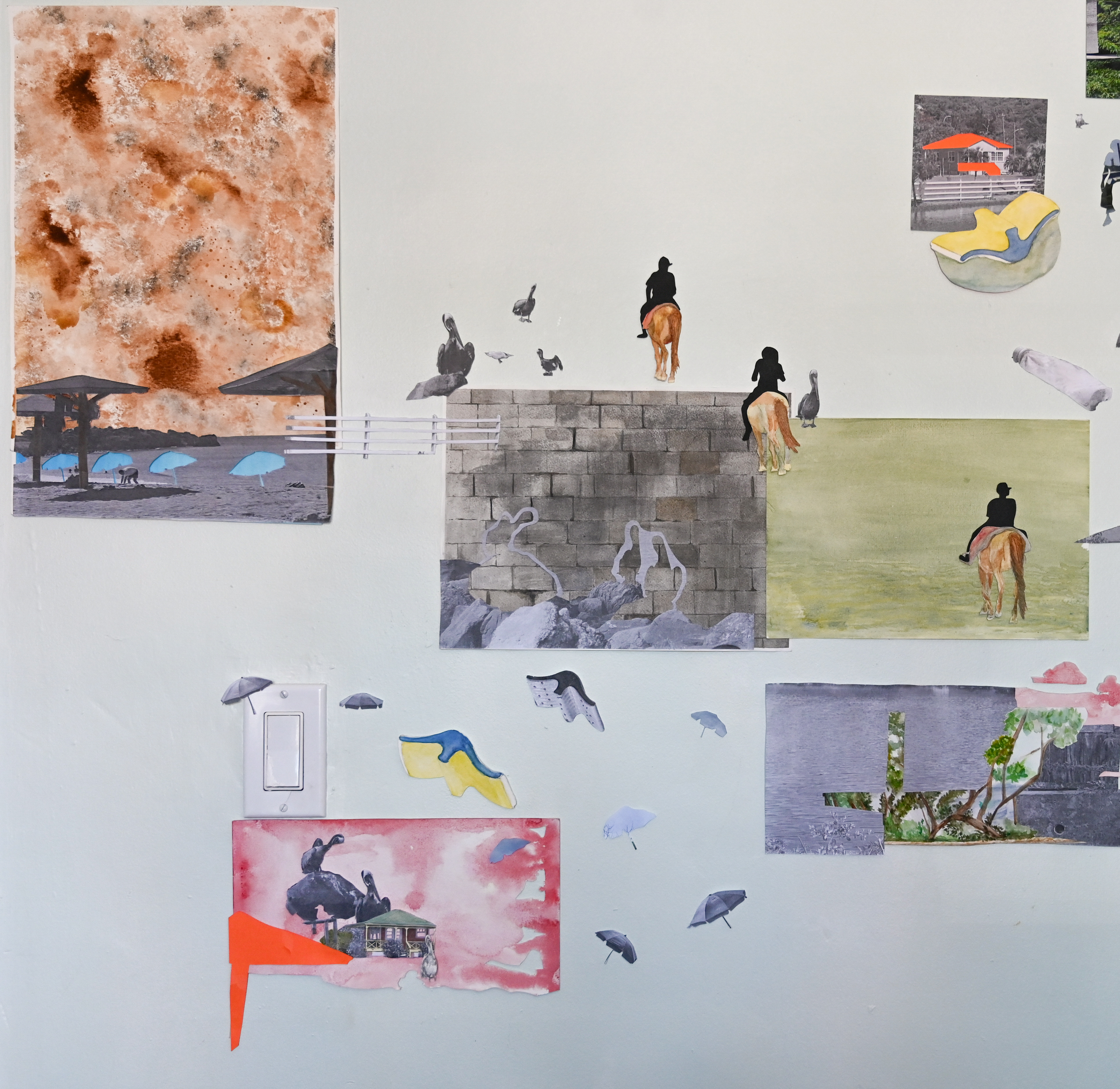 Living in Paradise II (2020), Detailed Installation view, Mixed media collage
