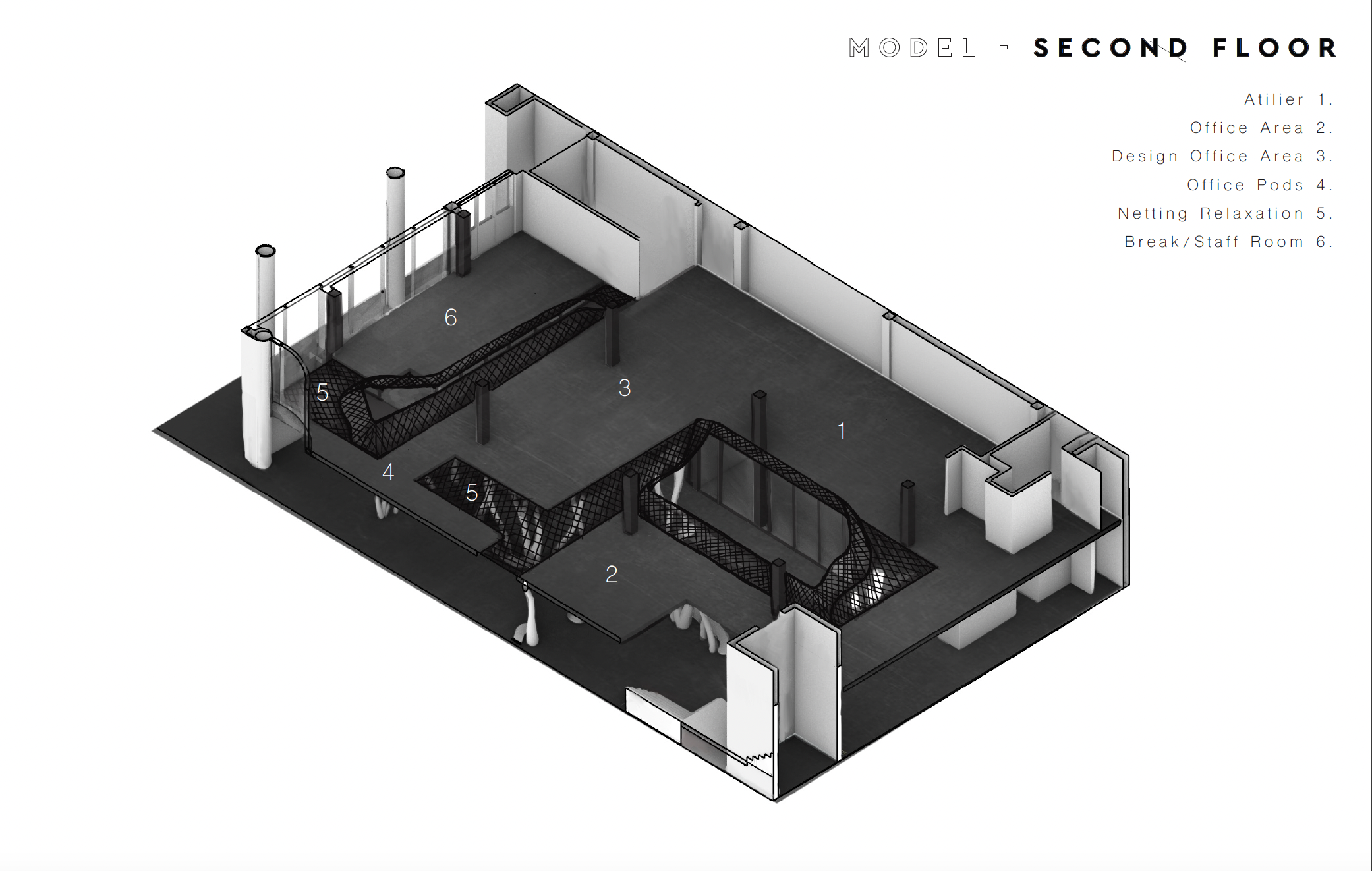 Second Floor Isometric Exploded Model (Amanda Stan)