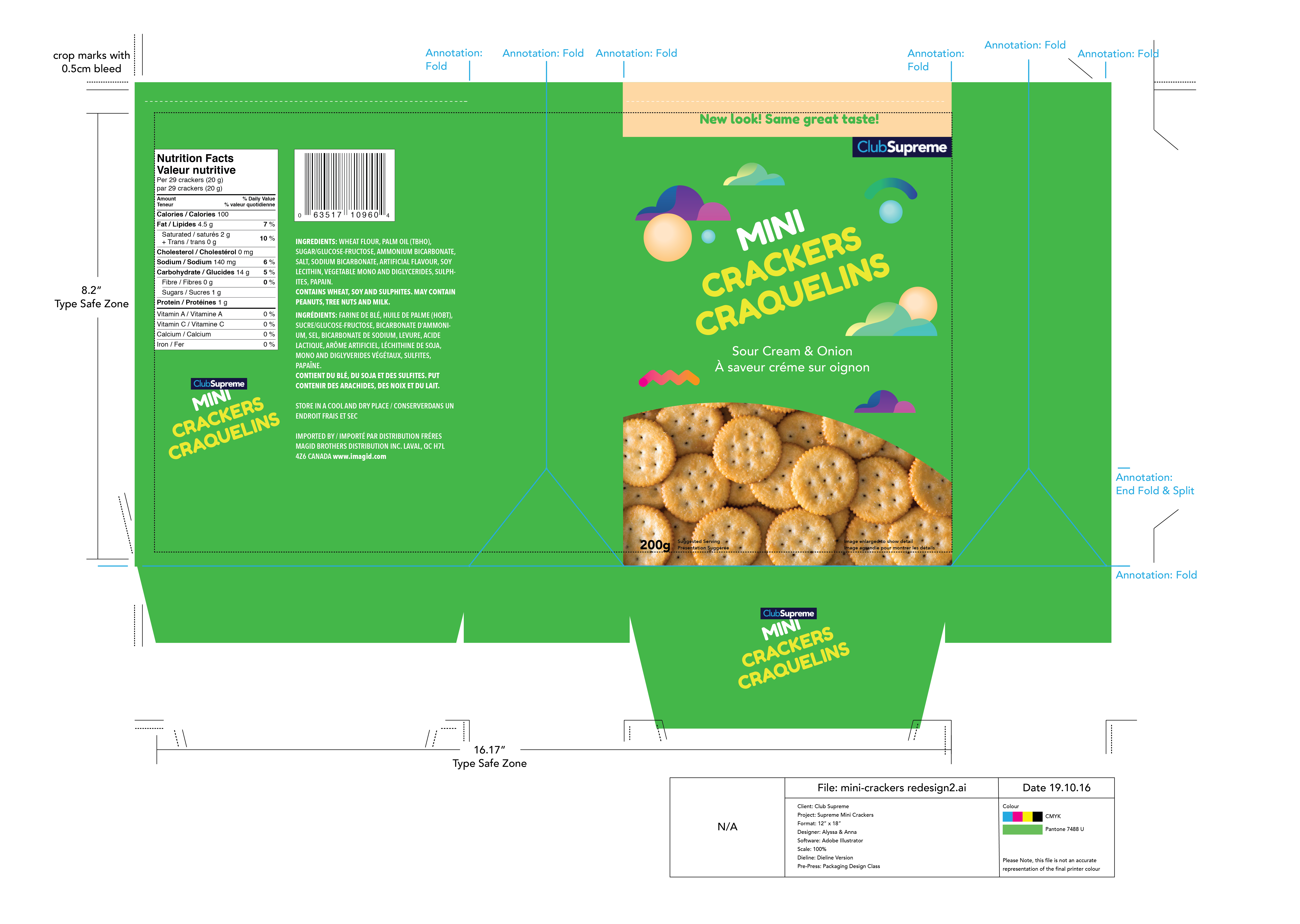 Sour Cream & Onion Flavour Dieline