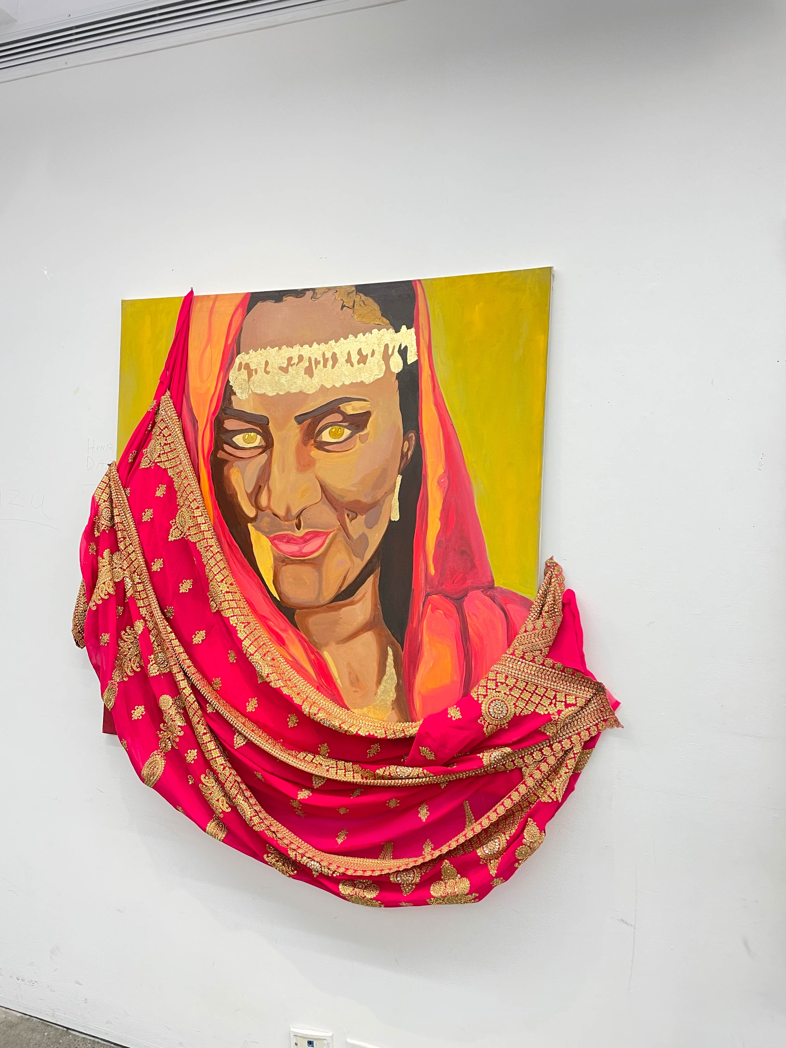 Nazik, Oil and gold leaf on canvas, 48”x48” 2025