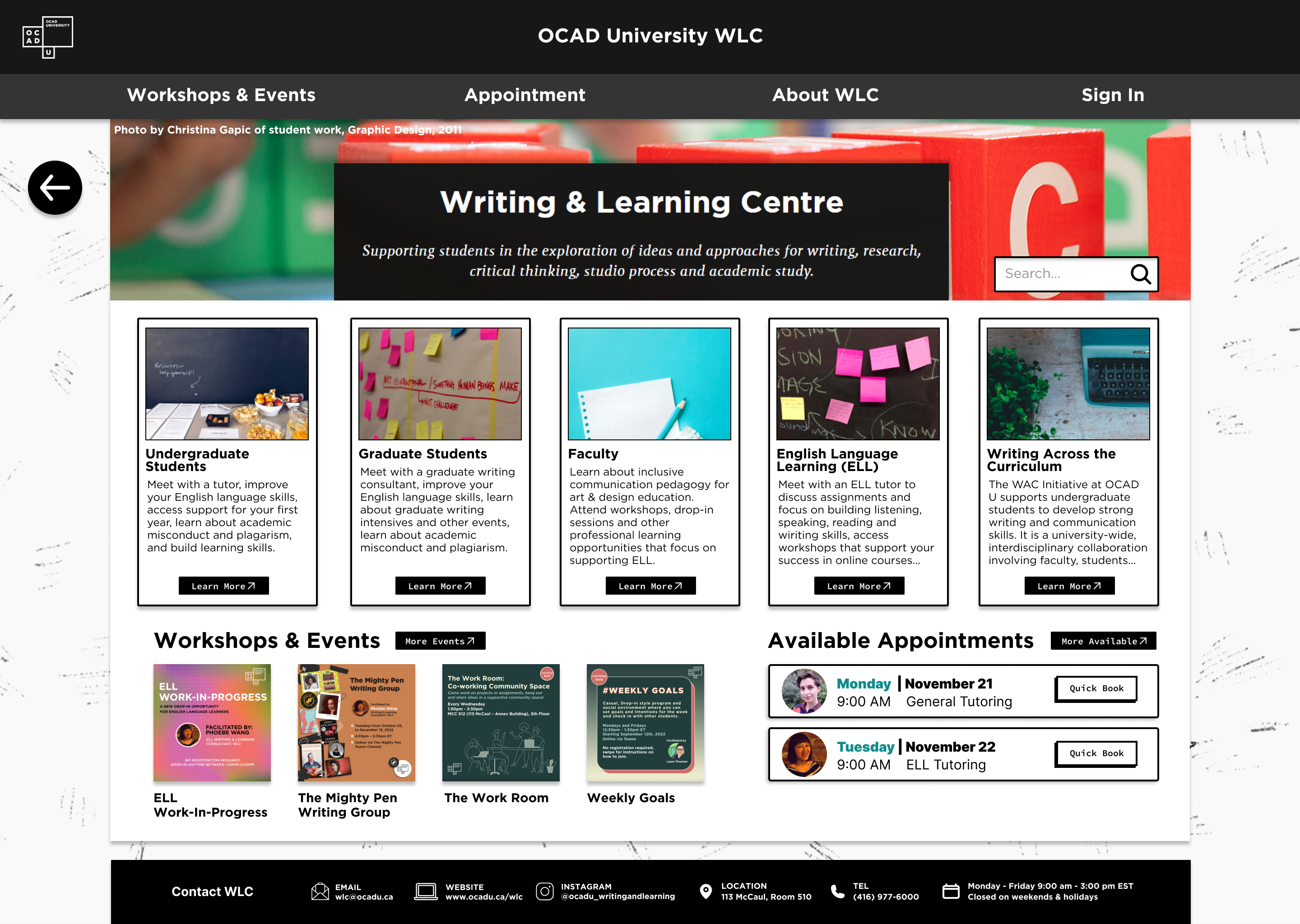 OCAD U WLC Redeign Project - Figma