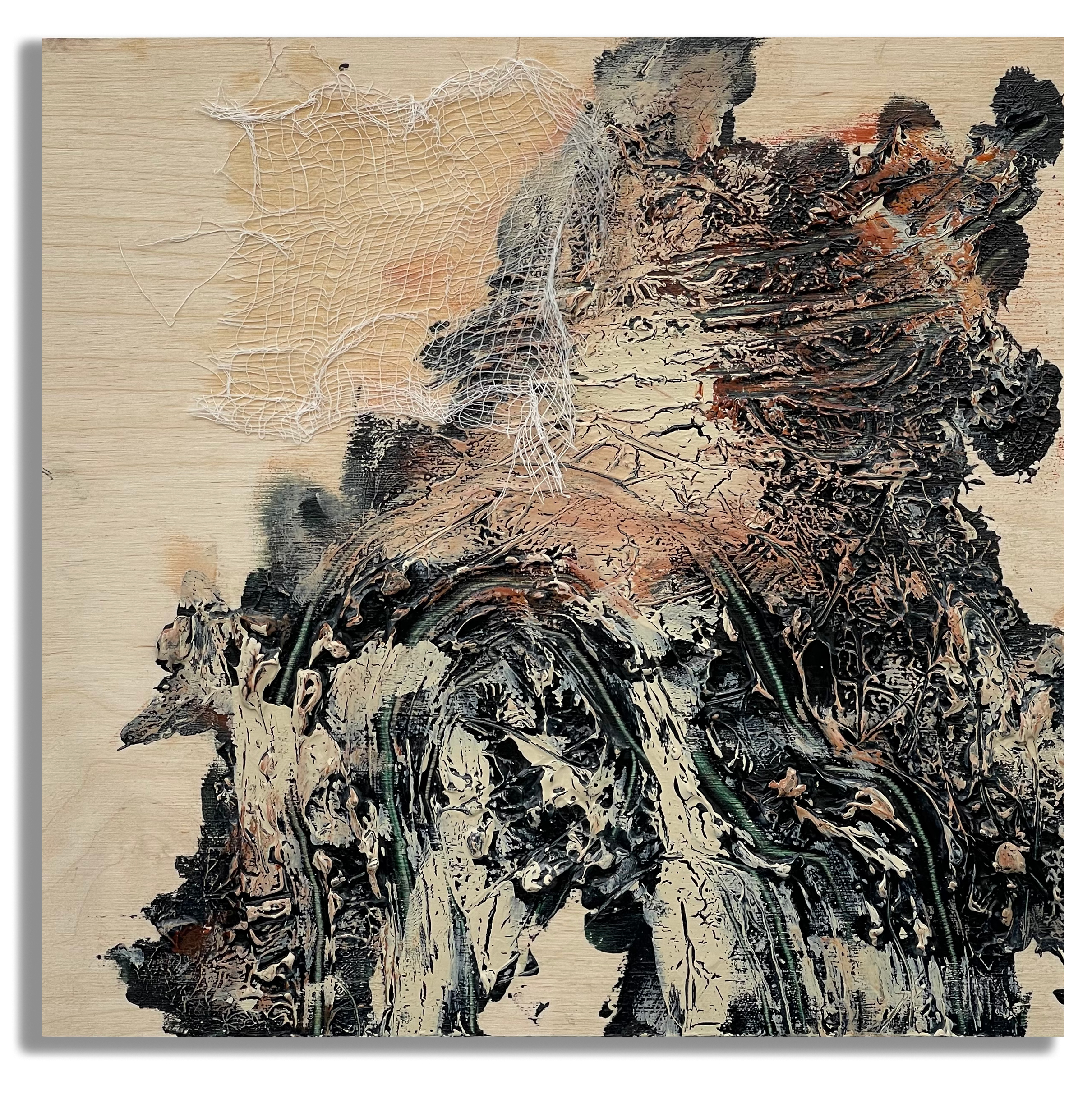 Dark Pain, Mixed Media on Wood Panel, 10 x10 Inches, 2021