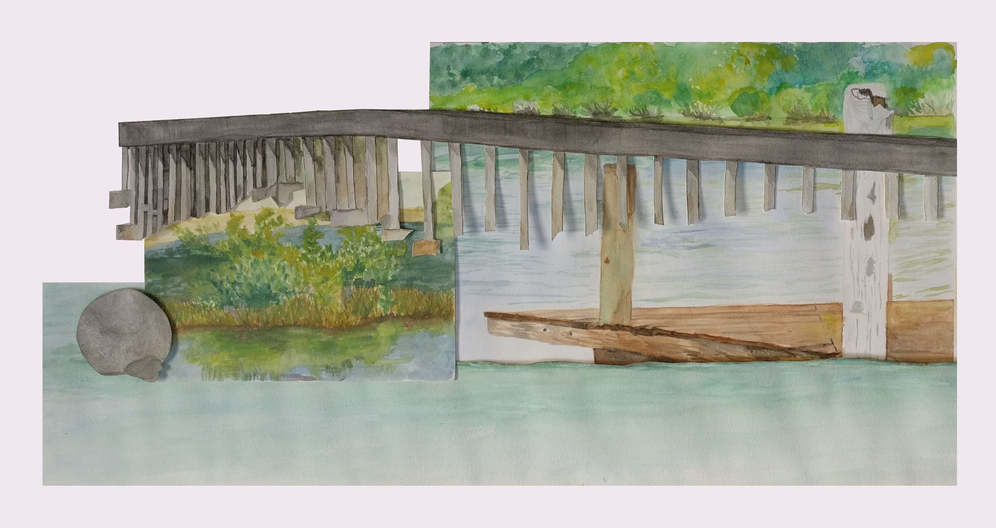 Untitled (2020), Watercolour painting collage, 9" x 28"