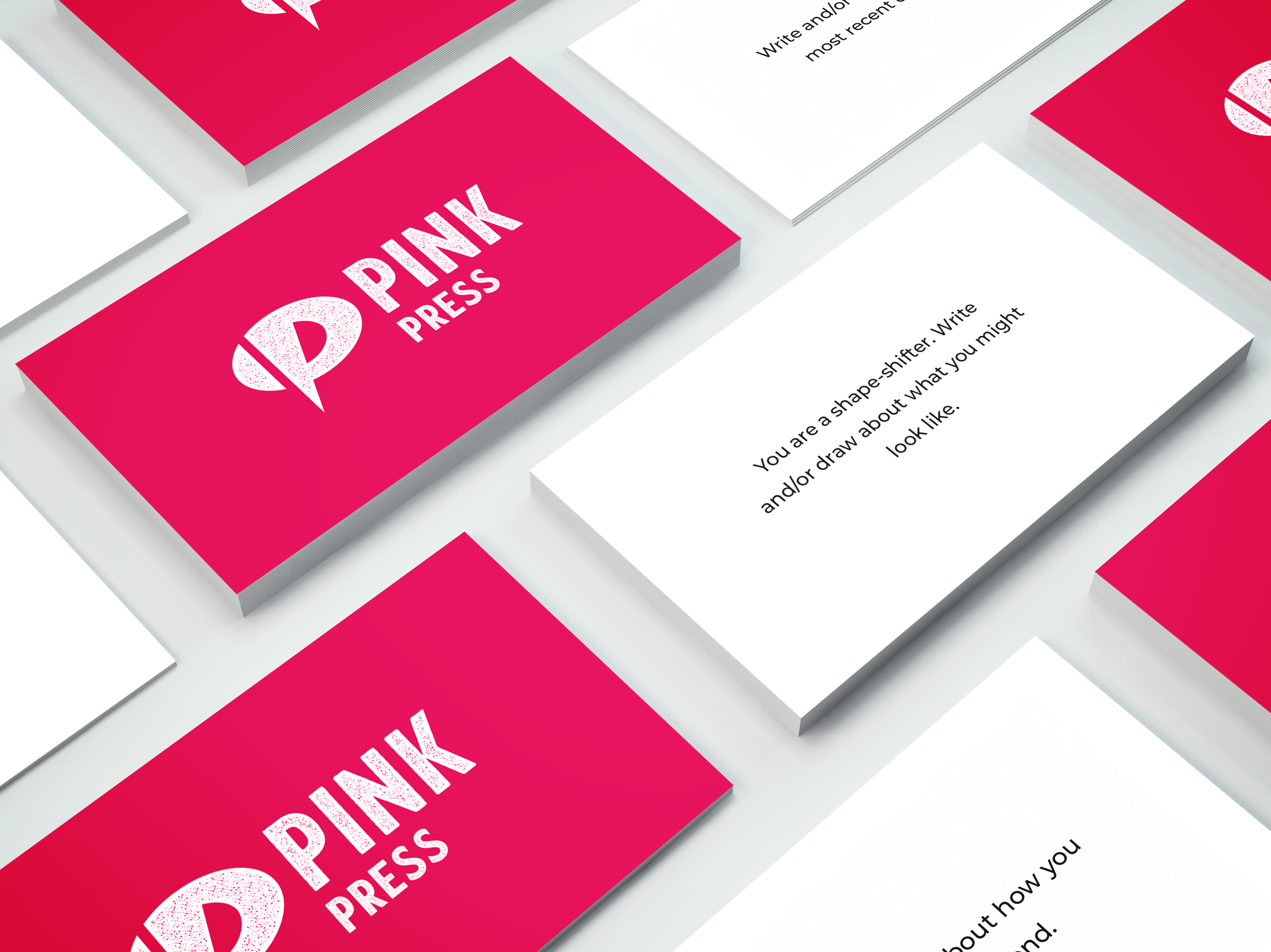 Witty prompt cards are useful for an exhibition in case participants are unsure of a topic for their zine. Participants can simply select a prompt from the deck and start writing and/or drawing.