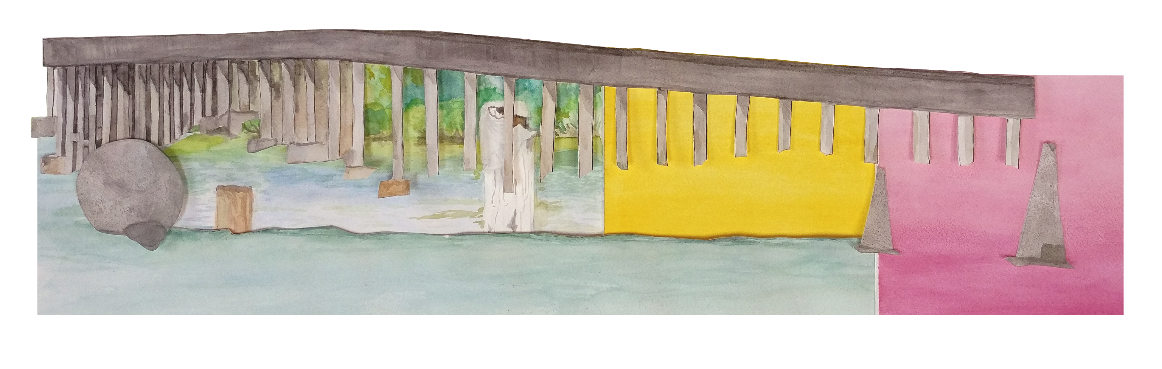 Untitled (2020), Watercolour painting collage, 13" x 15"