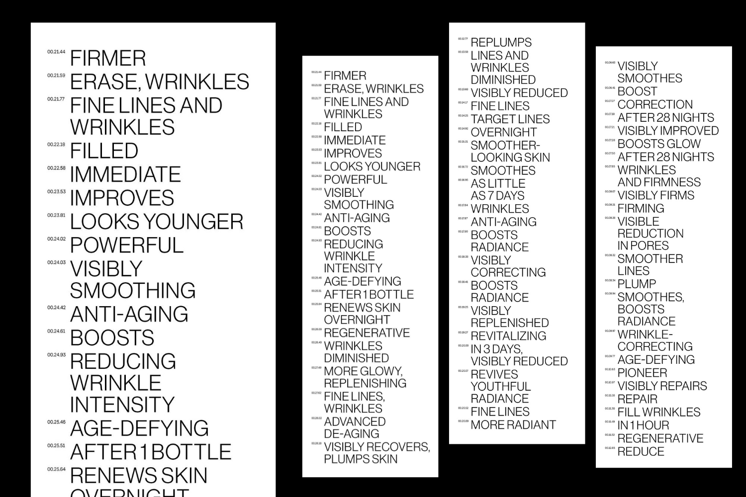 I browsed 10 anti-aging products to see what language was used and how often they occurred