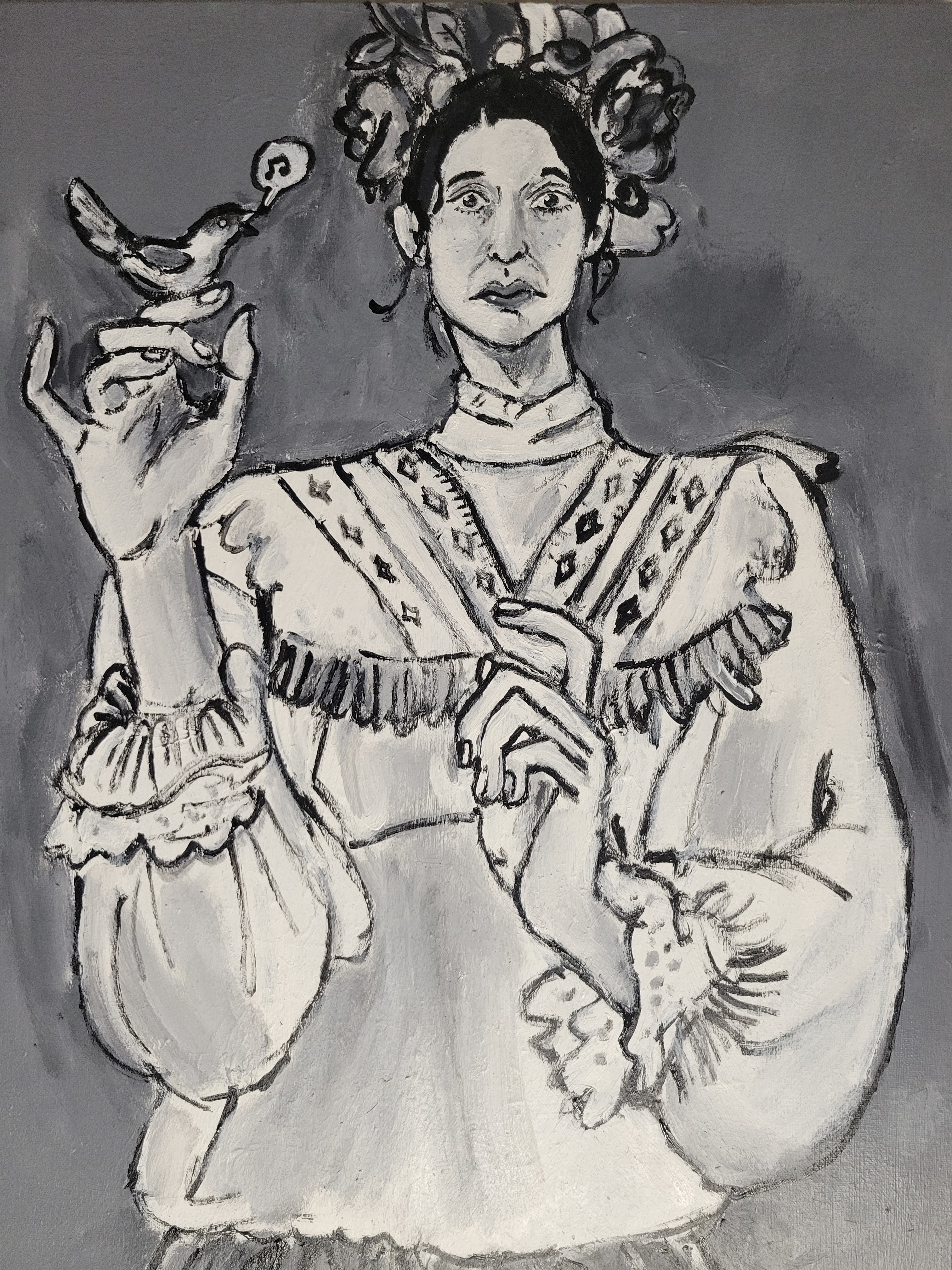 Sie spricht mit Vögeln