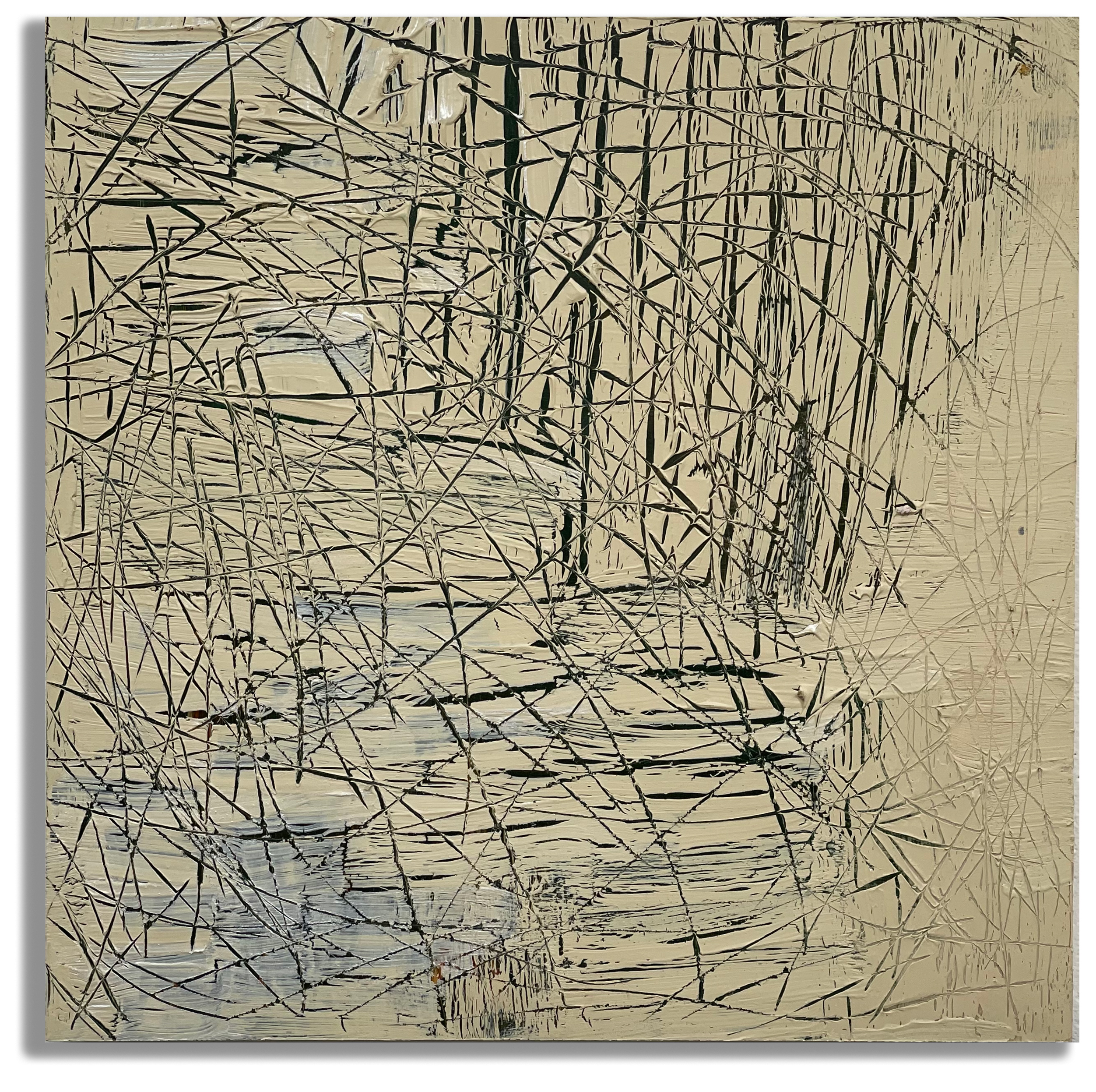 Silent Pain, Mixed Media on Wood Panel,12 x12 Inches, 2022