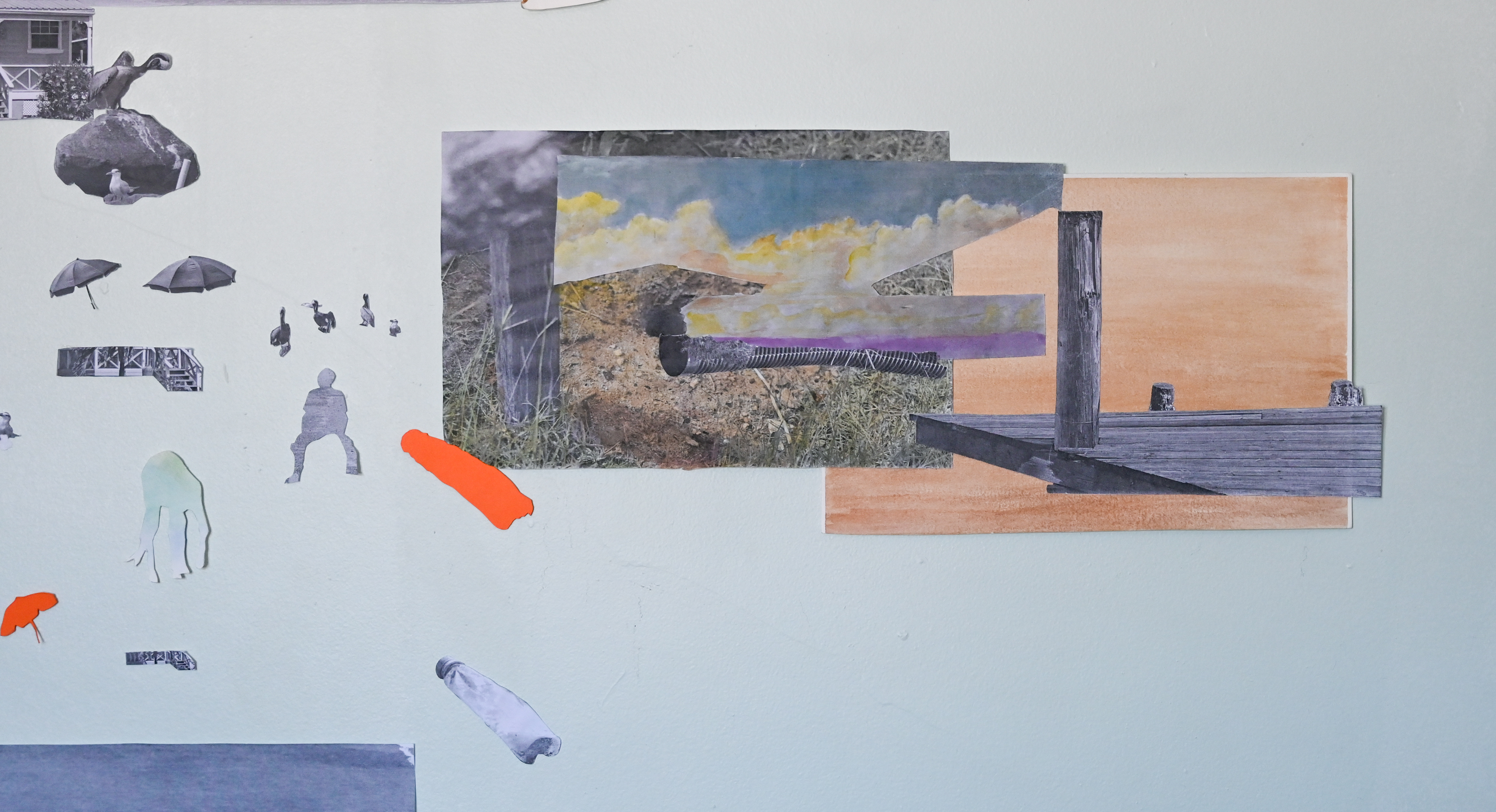 Living in Paradise II (2020), Detailed Installation view, Mixed media collage