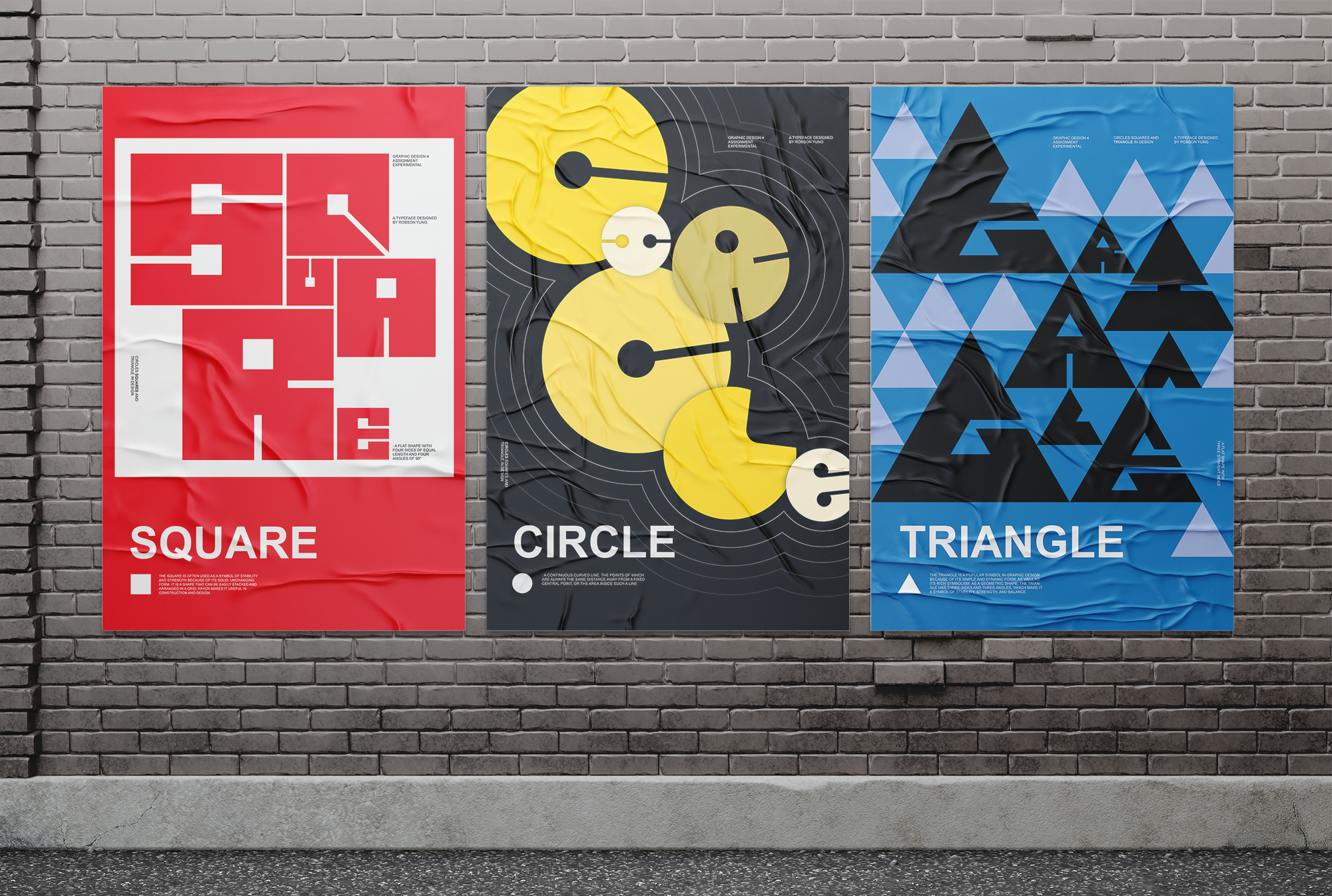 Square, Circle and Triangle typeface posters