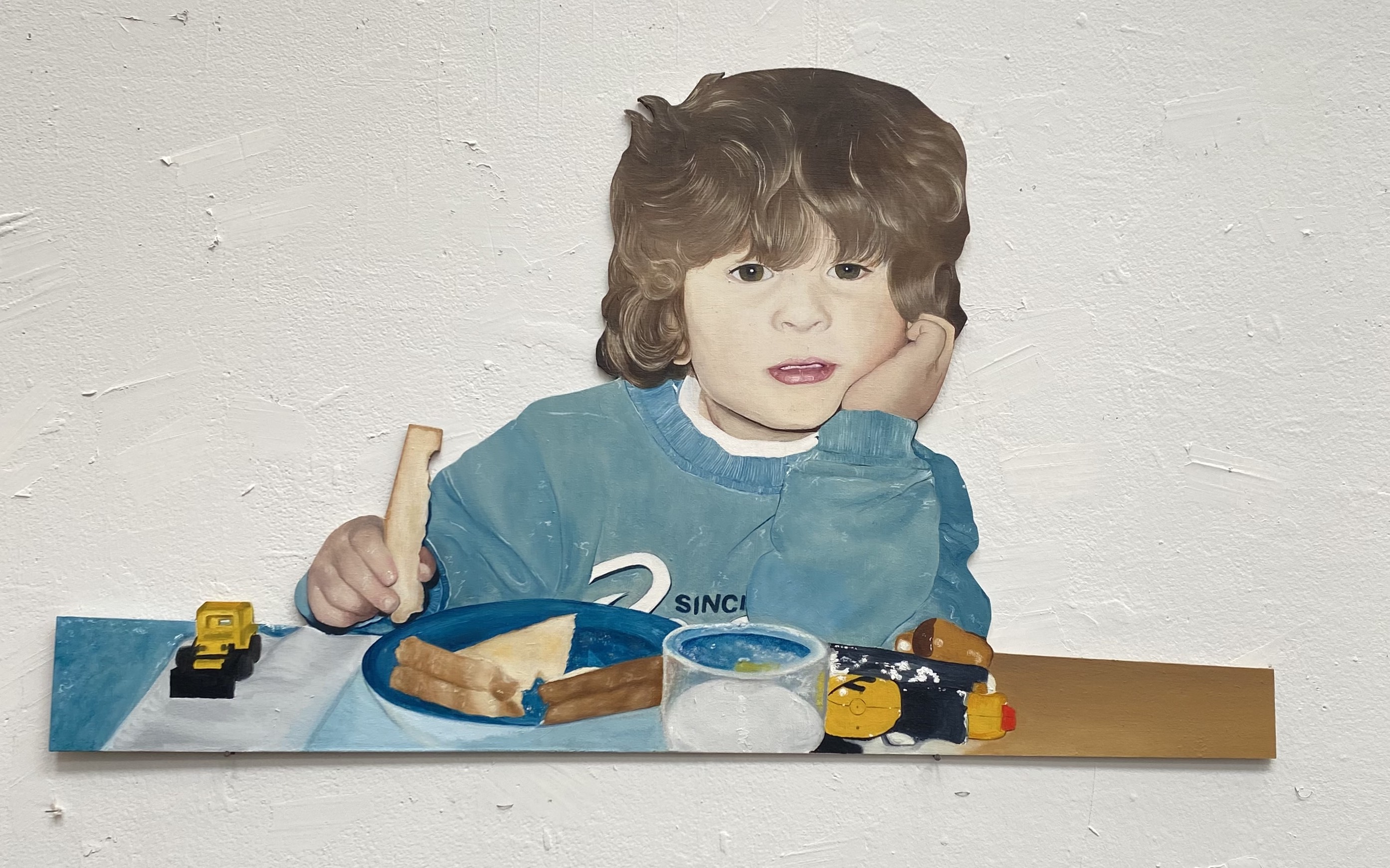 Moms Lunches, 2022, Oil Paint on Wood, 22" x 38"