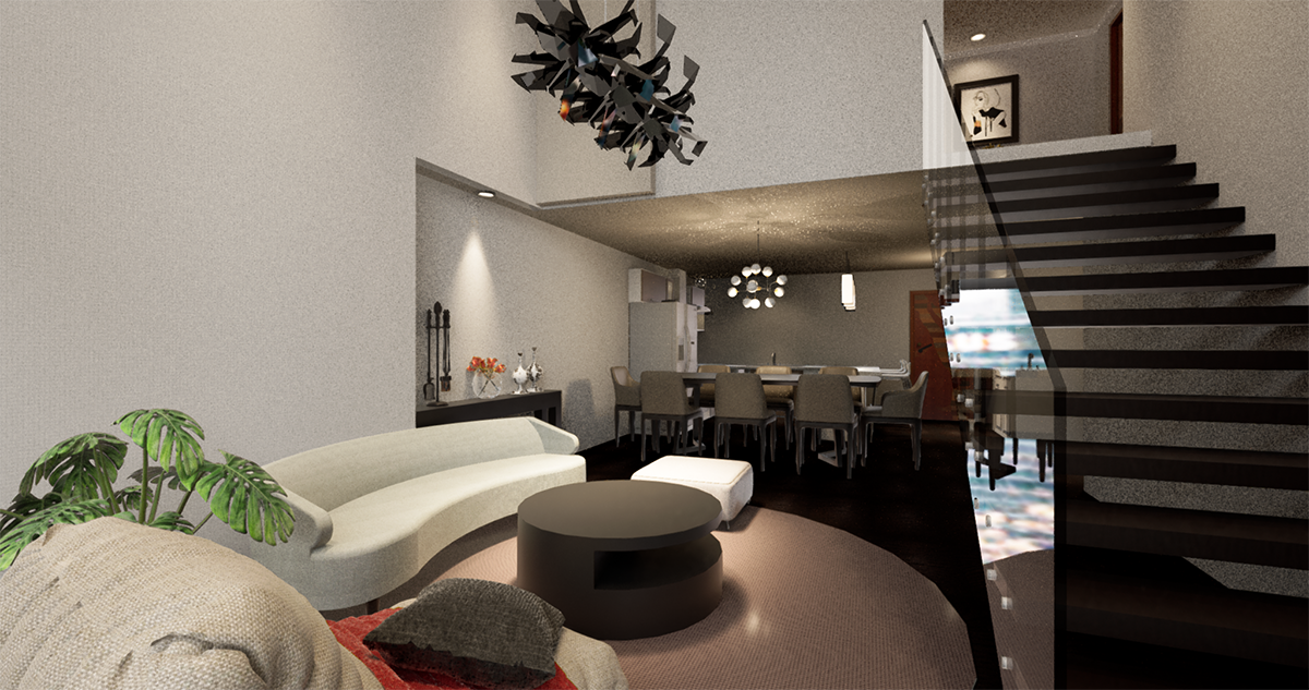 Residential Penthouse Condo- Living Room (Day) 2