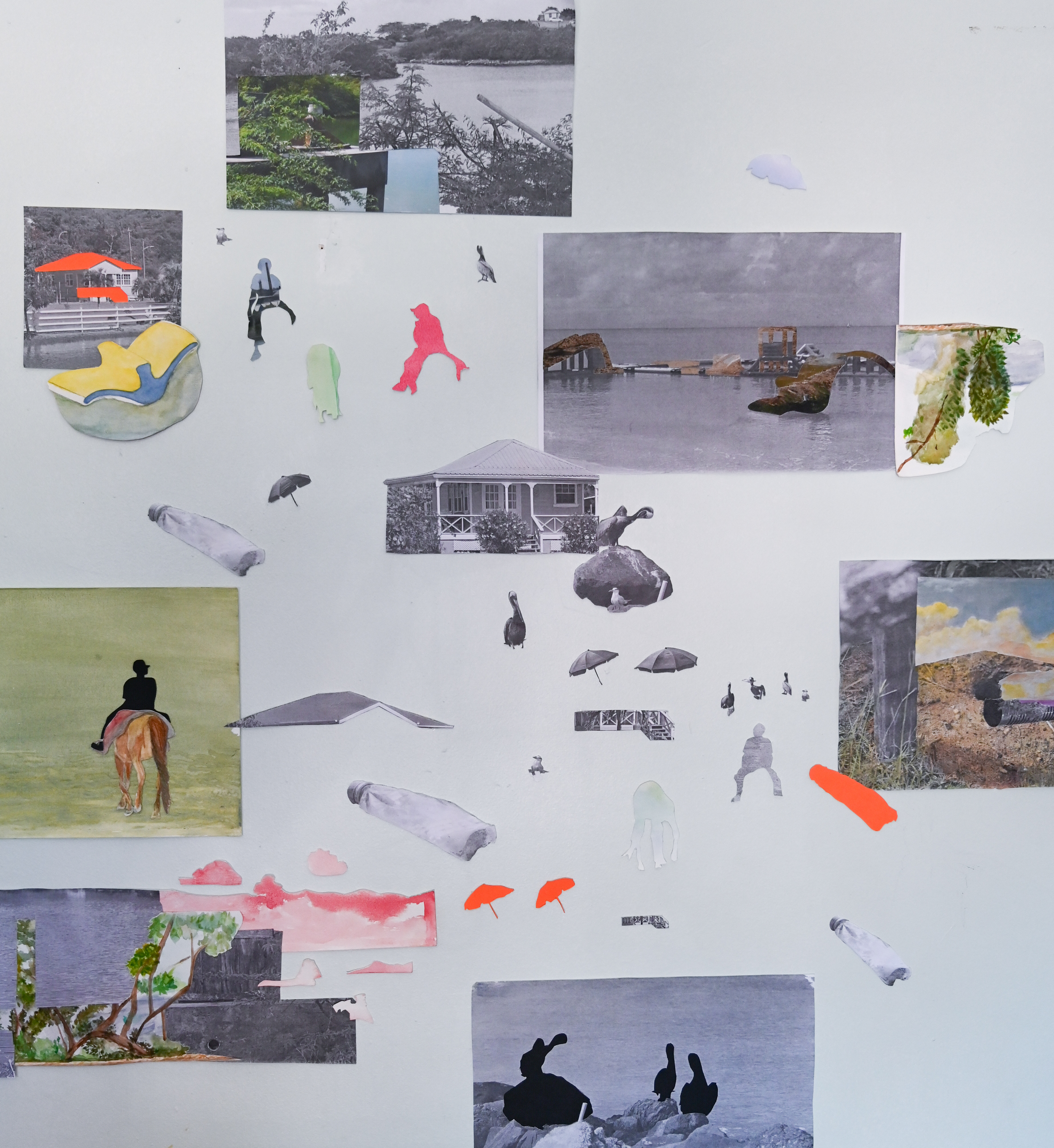 Living in Paradise II (2020), Detailed Installation view, Mixed media collage