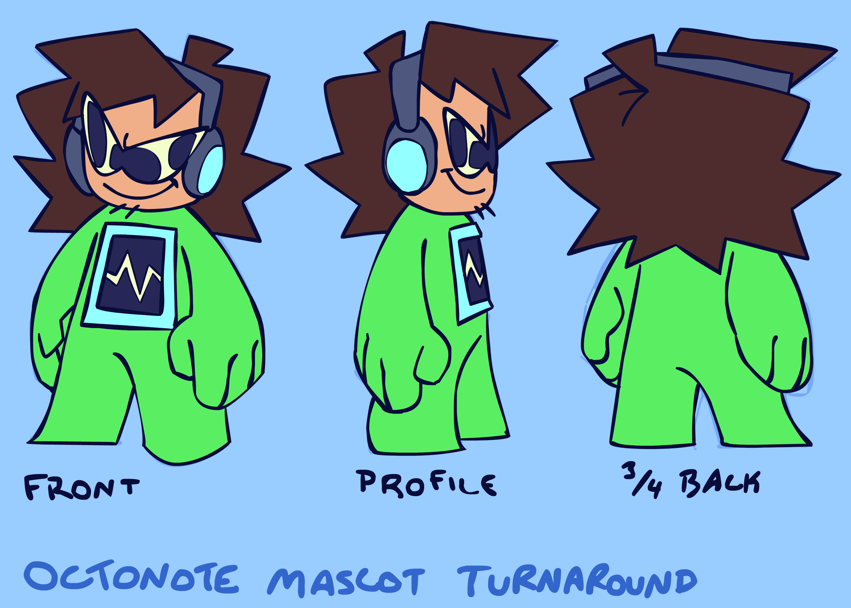OctoNote Mascot Character Turnaround