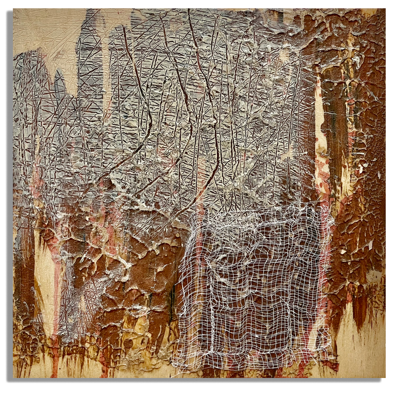 Unbelievable Pain, Mixed Media on Wood Panel, 10 x10 Inches, 2021