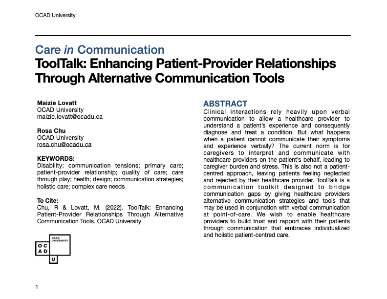 ToolTalk: Enhancing Patient-Provider Relationships Through Alternative Communication Tools