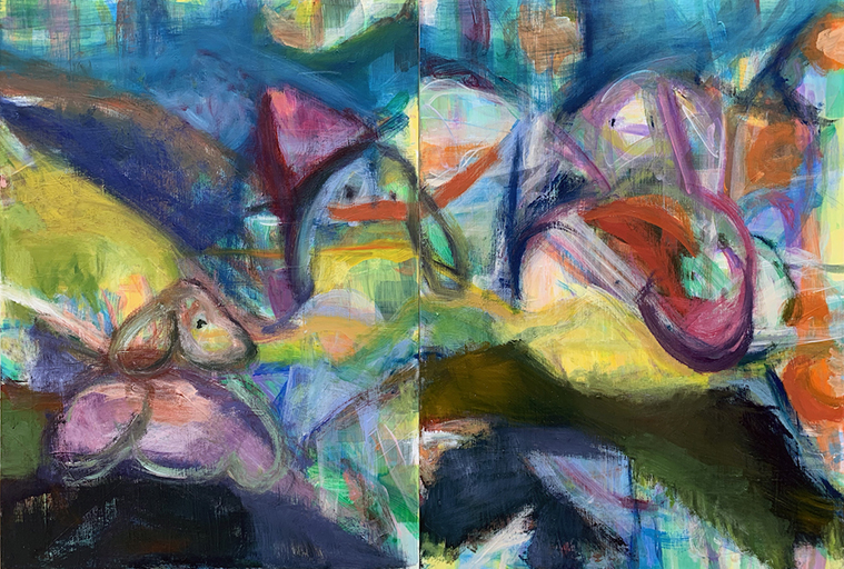 Mommy Mayhem: Bunny Landscapes (Diptych)