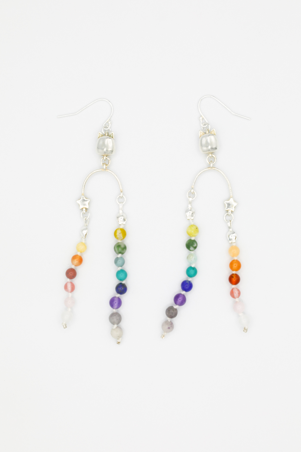 The Petite Cat and Petite Rainbow Bridge French Hook Earrings