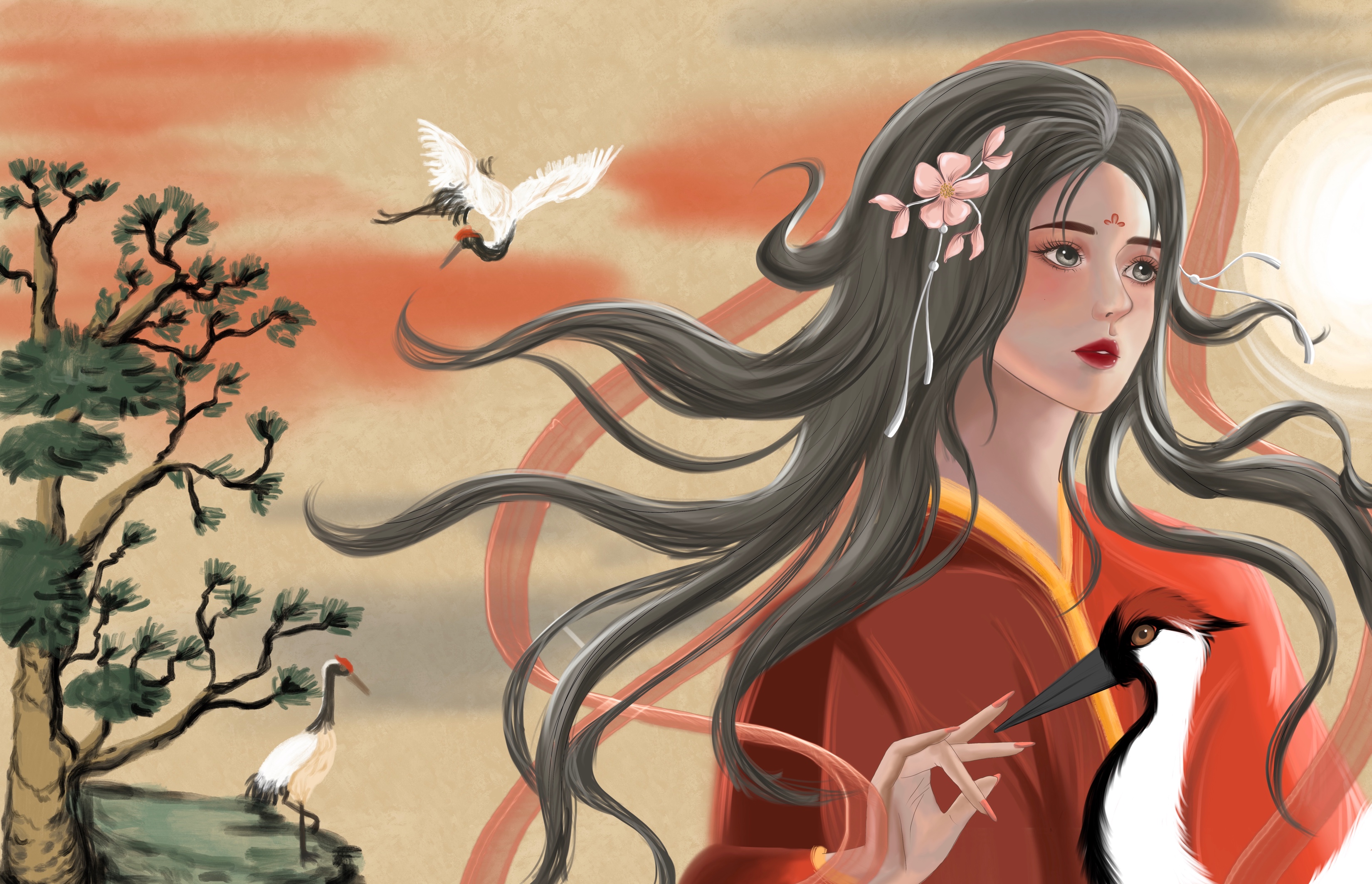 Girl with the Cranes