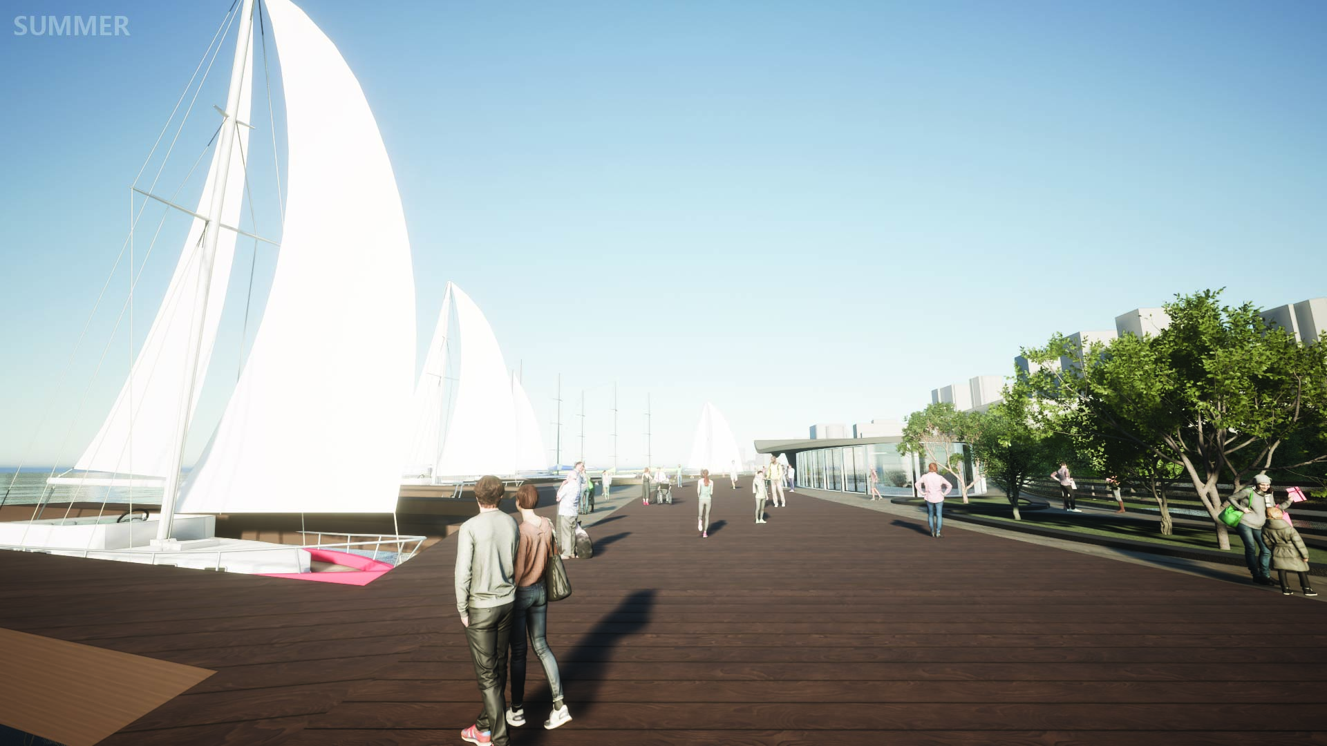 I WALK ACROSS THE SWAYING WALKWAY, ITS MOVEMENT FAMILIAR NOW—LIKE A SLOW DANCE WITH THE LAKE. I PAUSE, LETTING THE VIEW SINK IN: SUNLIGHT GLIMMERS ACROSS THE WATER, BOATS DRIFT LAZILY TO THE DOCK, AND PEOPLE GATHER AT THE CAFÉ, LAUGHTER SPILLING INTO THE BREEZE. FOR A MOMENT, IT FEELS LIKE IVE STEPPED INTO ANOTHER DIMENSION, GETTING AWAY FROM THE CITY LIFE WHILE STILL BEING THERE.