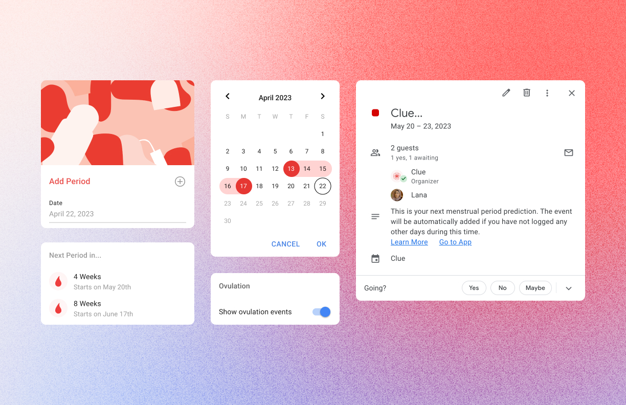 Clue Events on Google Calendar