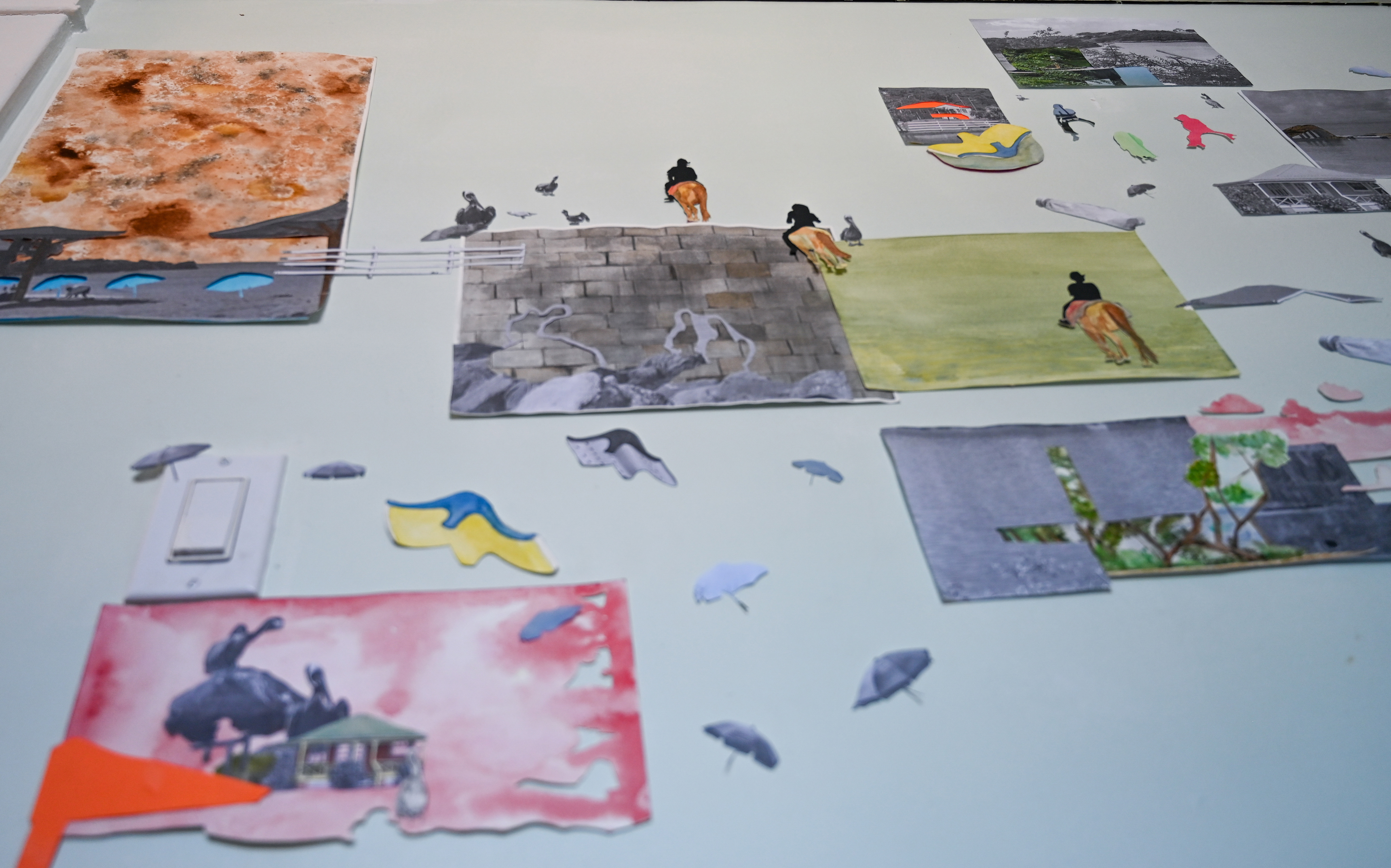 Living in Paradise II (2020), Detailed Installation view, Mixed media collage