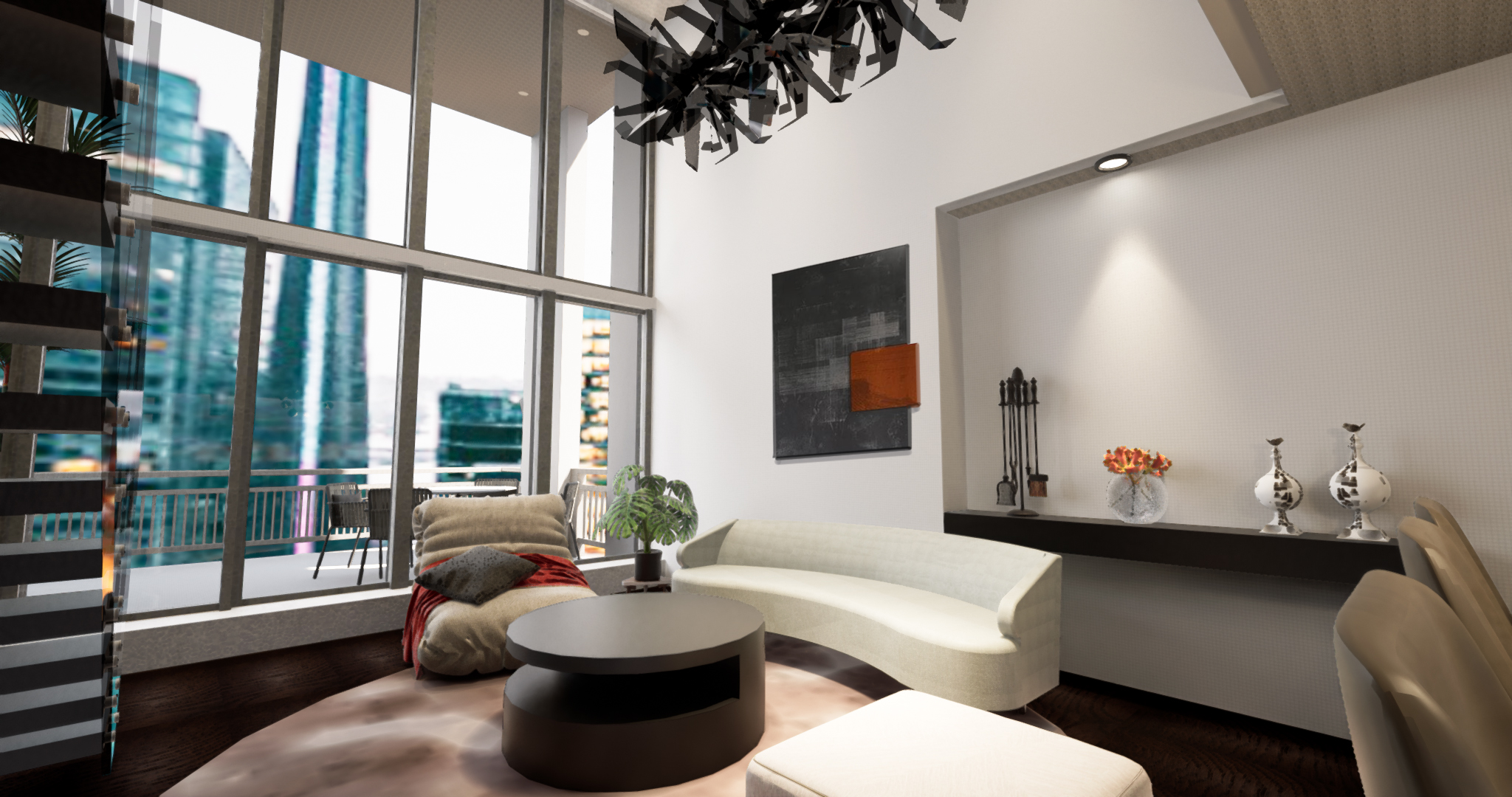 Residential Penthouse Condo - Living Room (Day)